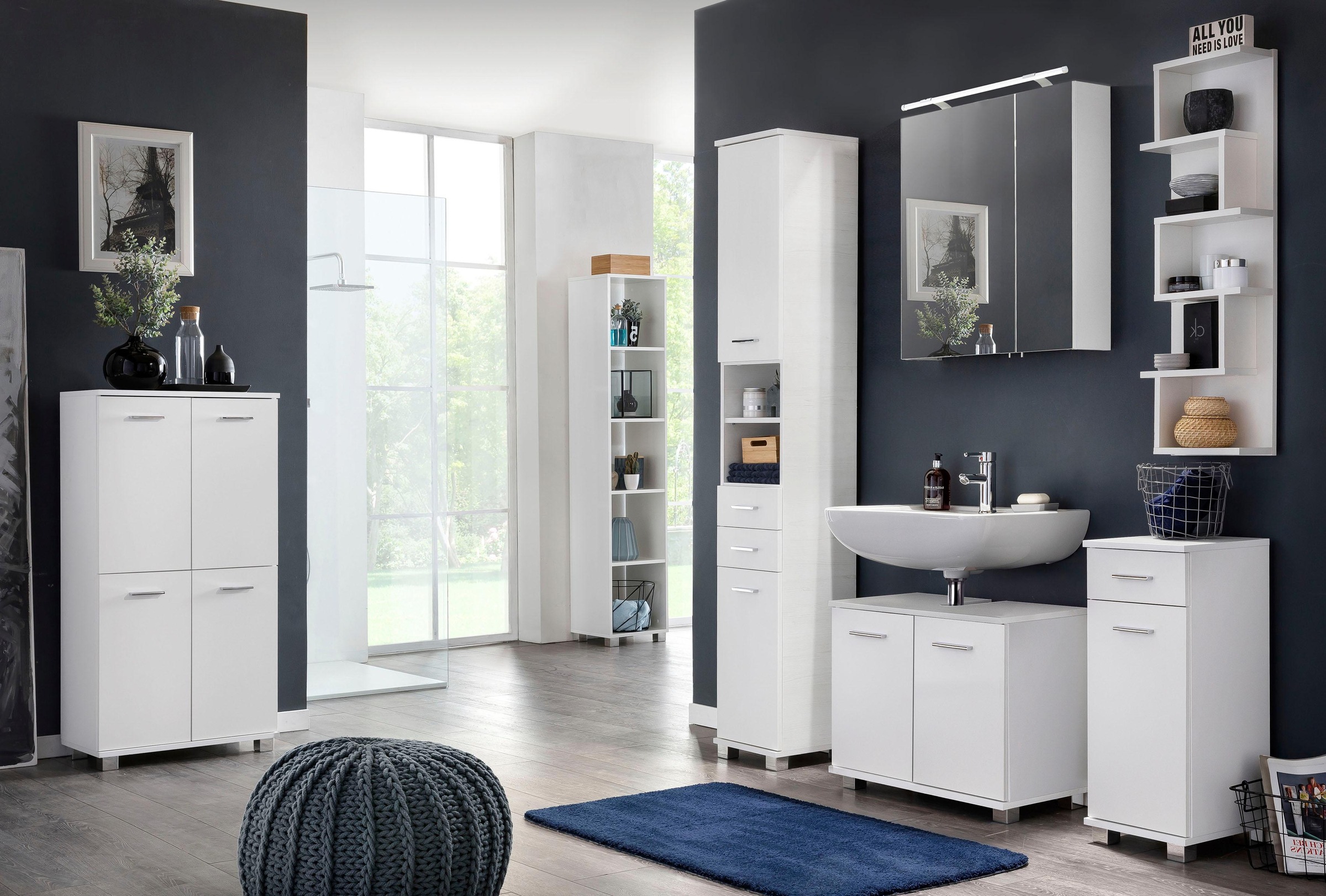 Schildmeyer Waschbeckenunterschrank »Lumo«, Breite 60 cm, mit 2 Türen & Metallgriffen