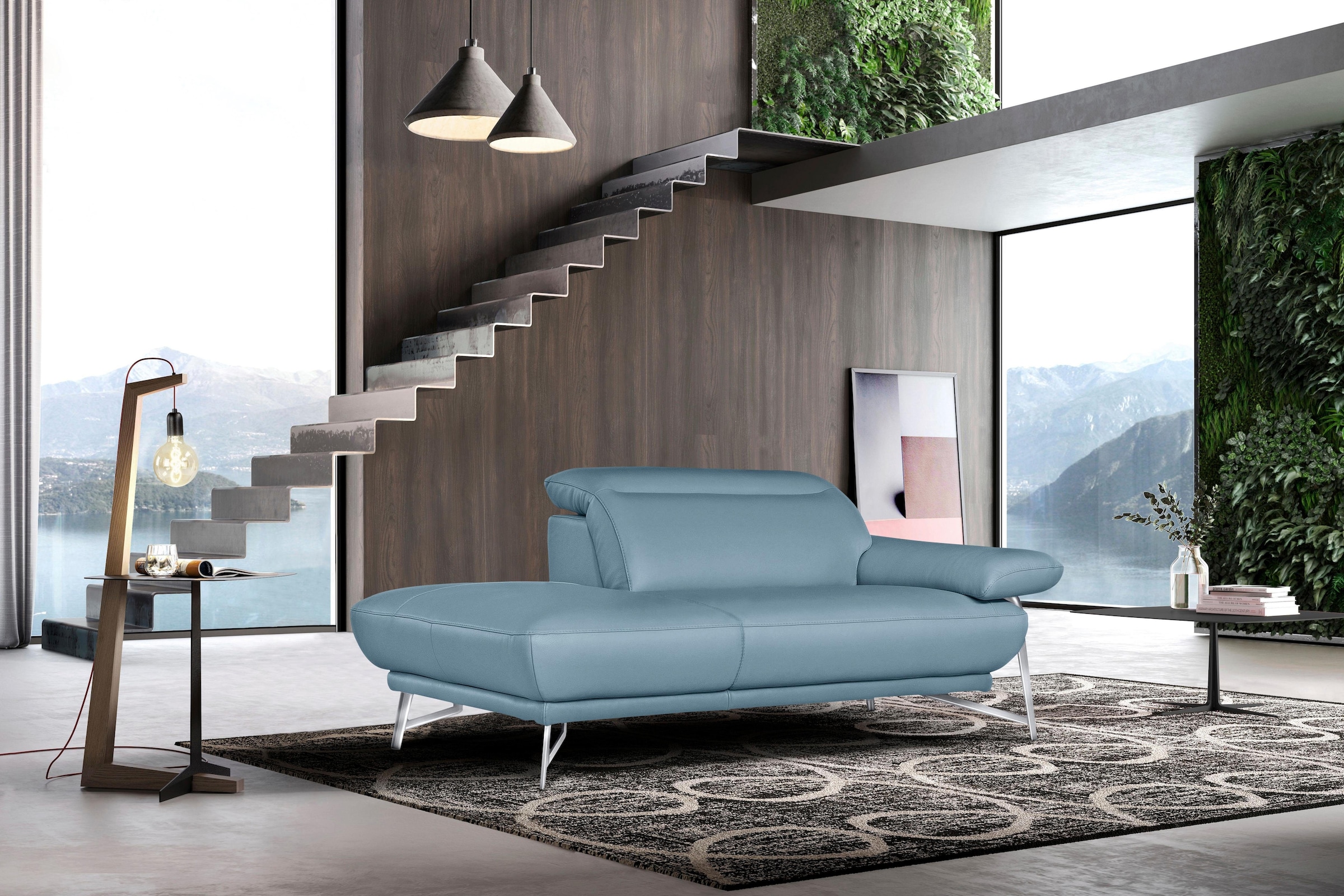 Egoitaliano Ottomane »Anais, Designsofa mit hohem Sitzkomfort, Designfuß«, Solitärmöbel als Blickfang, inkl. verstellbarer Kopfstützen