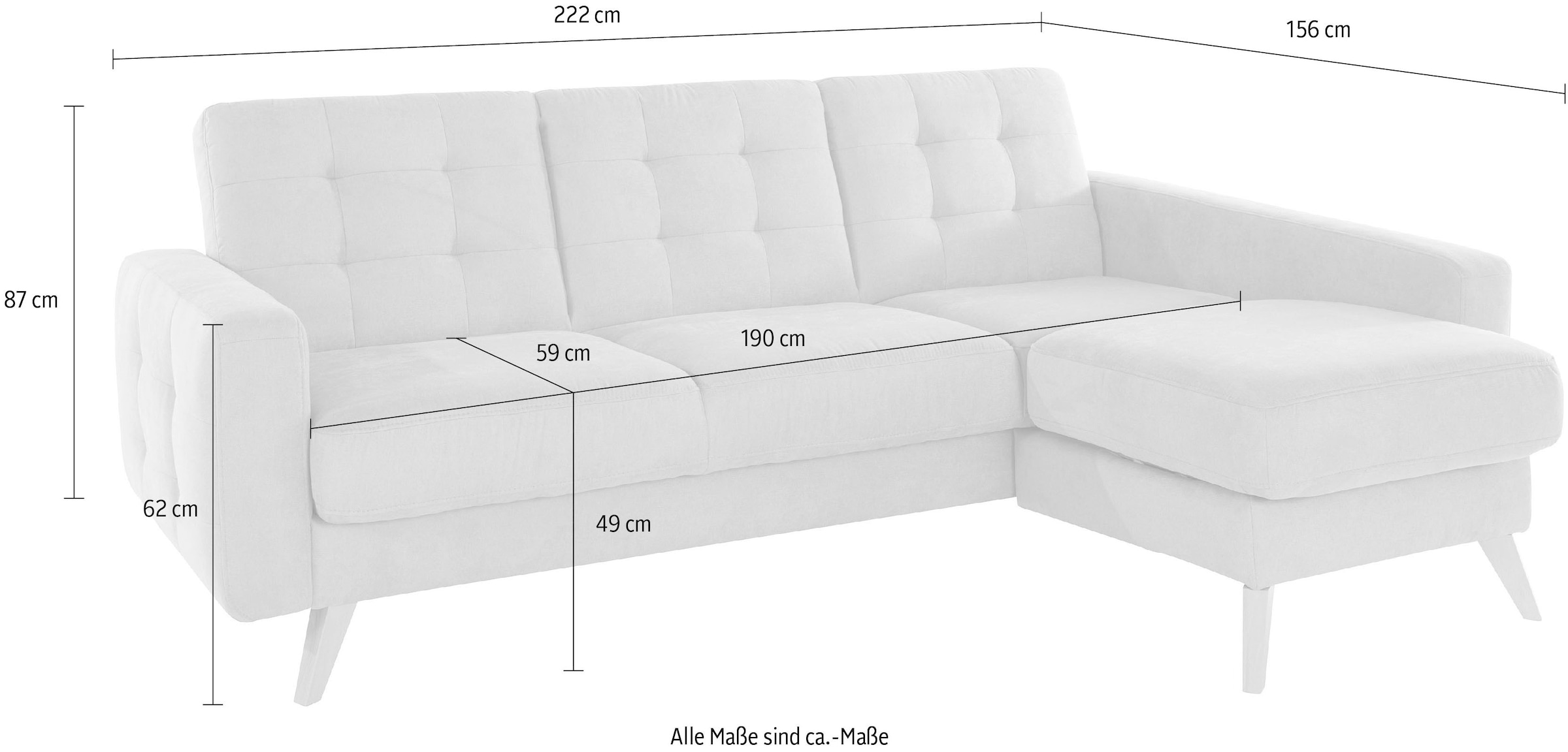 exxpo - sofa fashion Ecksofa »Nappa, kompakt und komfortabel, bequem, zeitloses Design, L-Form« tolle Detailverarbeitung, inkl. Bettfunktion und Bettkasten