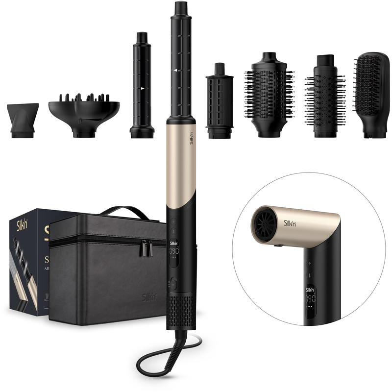 SILK'N Multihaarstyler »Multihaarstyler SilkyAirFlex« 8 Aufsätze 8in1 champagner Praktischer Aufbewahrungskoffer für einfaches Verstauen und Mitnehmen