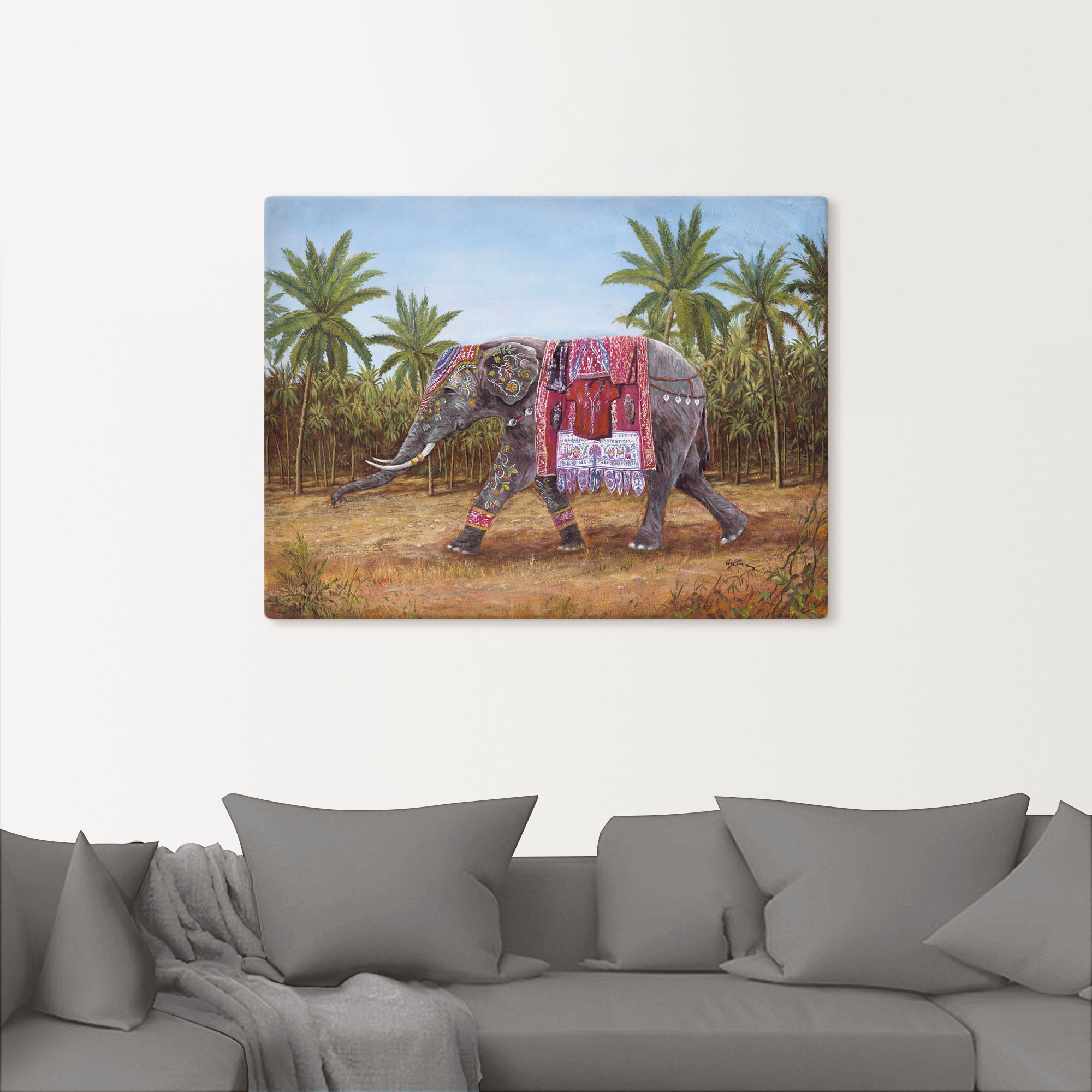 Artland Wandbild »Indischer Elefant«, Wildtiere, (1 St.), als Leinwandbild, günstig online kaufen