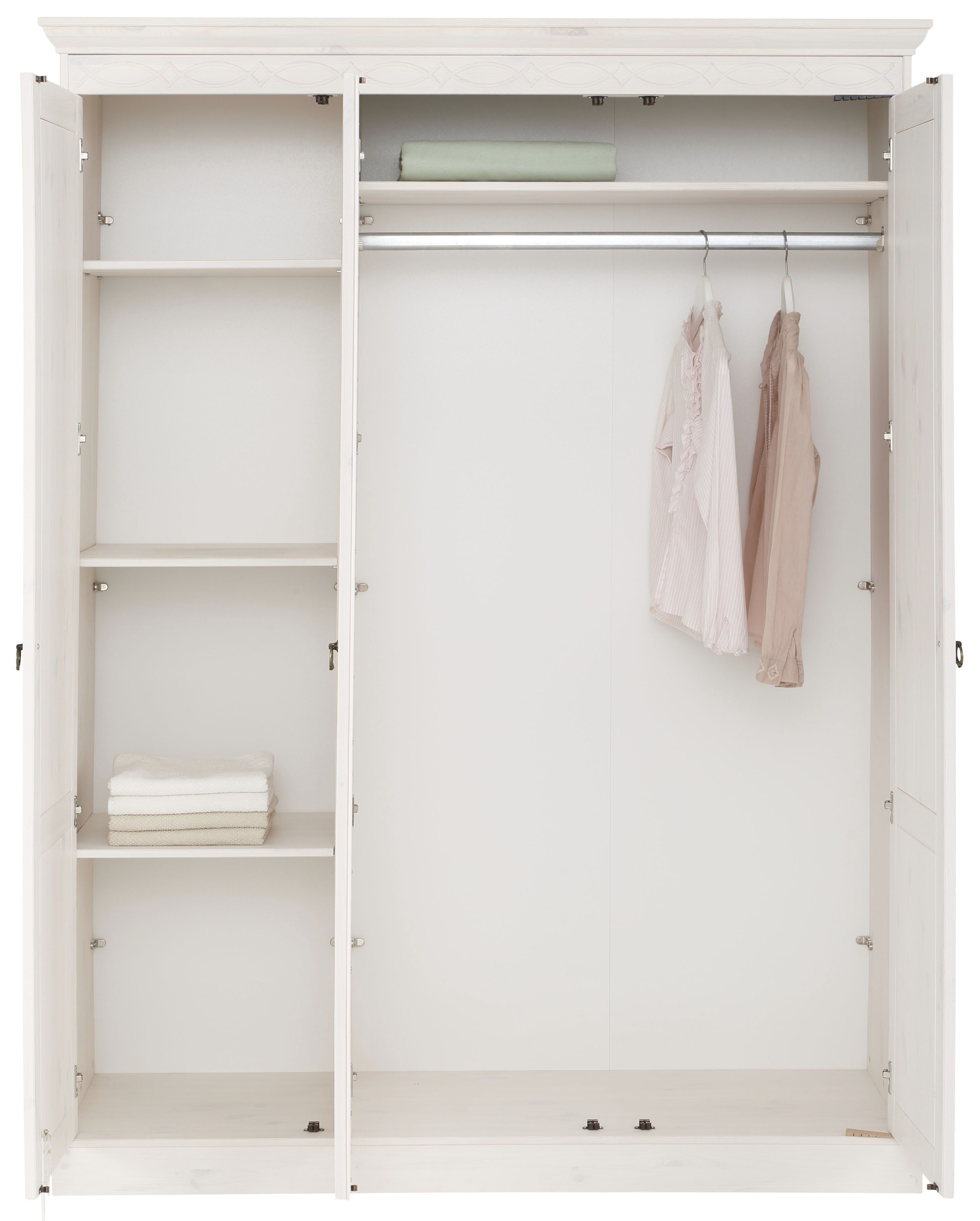Home affaire Drehtürenschrank »Indra«, (3 Breiten: 100/145/233 cm H/T ca.187/54 cm), aus massiver Kiefer, mit Spiegel bei der 3- und 5trg.Variante