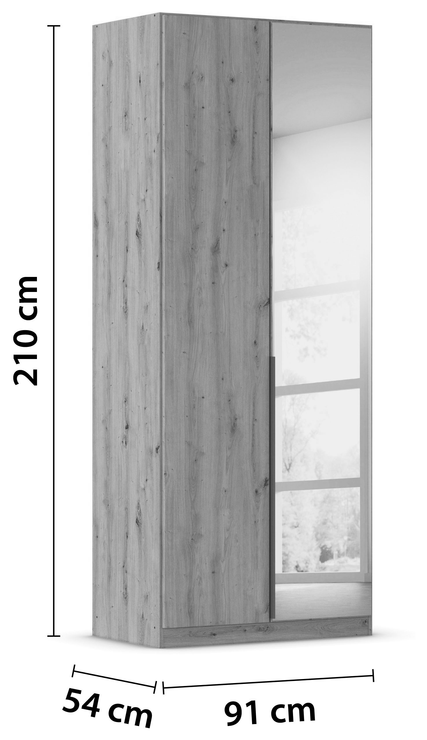 rauch Drehtürenschrank »Kleiderschrank Schrank Garderobe AGORDO mit Dekor- oder Hochglanzfront«, (in zwei Griff-Farben), durchdachte Innenausstattung, in 6 Breiten und 2 Höhen MADE IN GERMANY