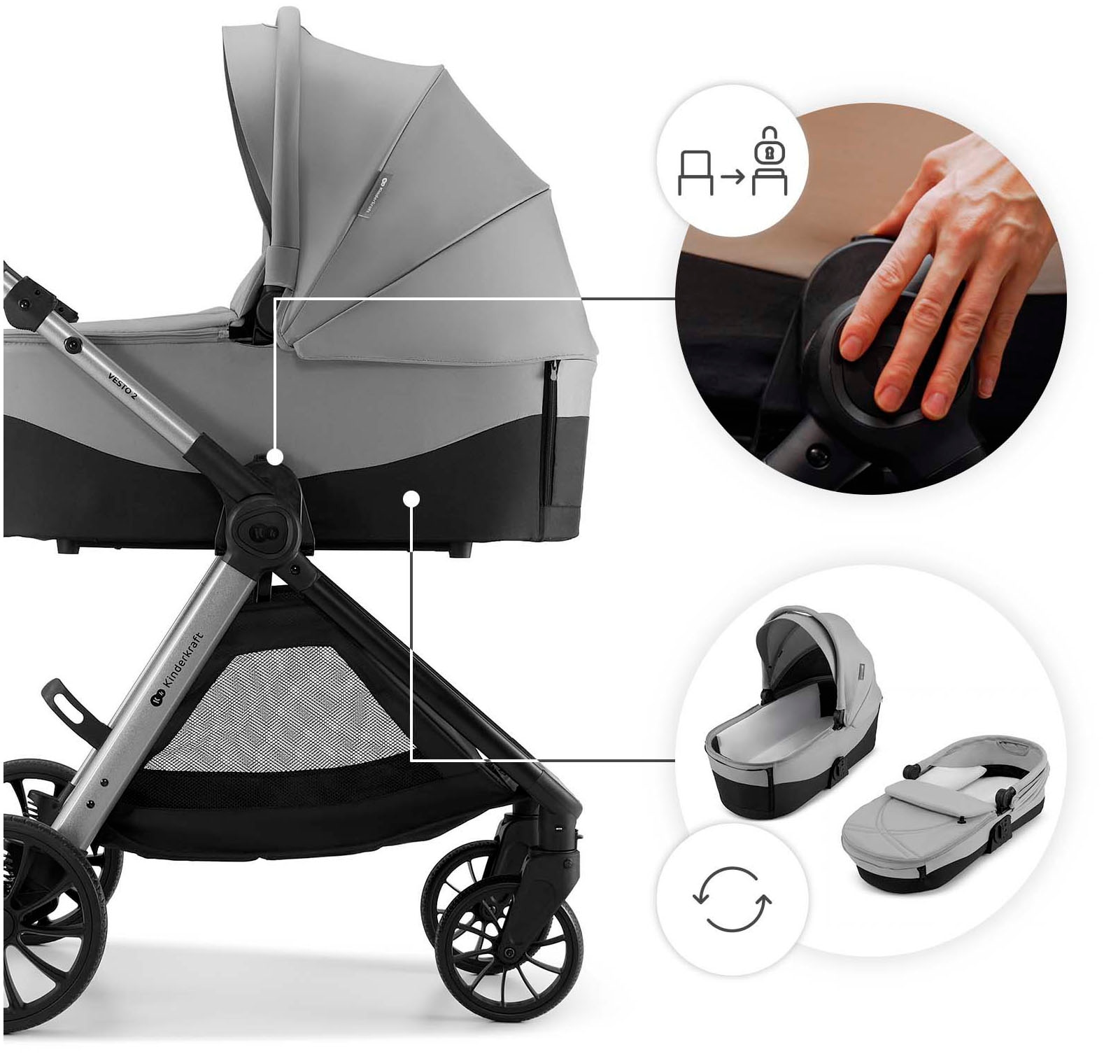 Kinderkraft Kombi-Kinderwagen »VESTO 2 - 2in1« 22 kg