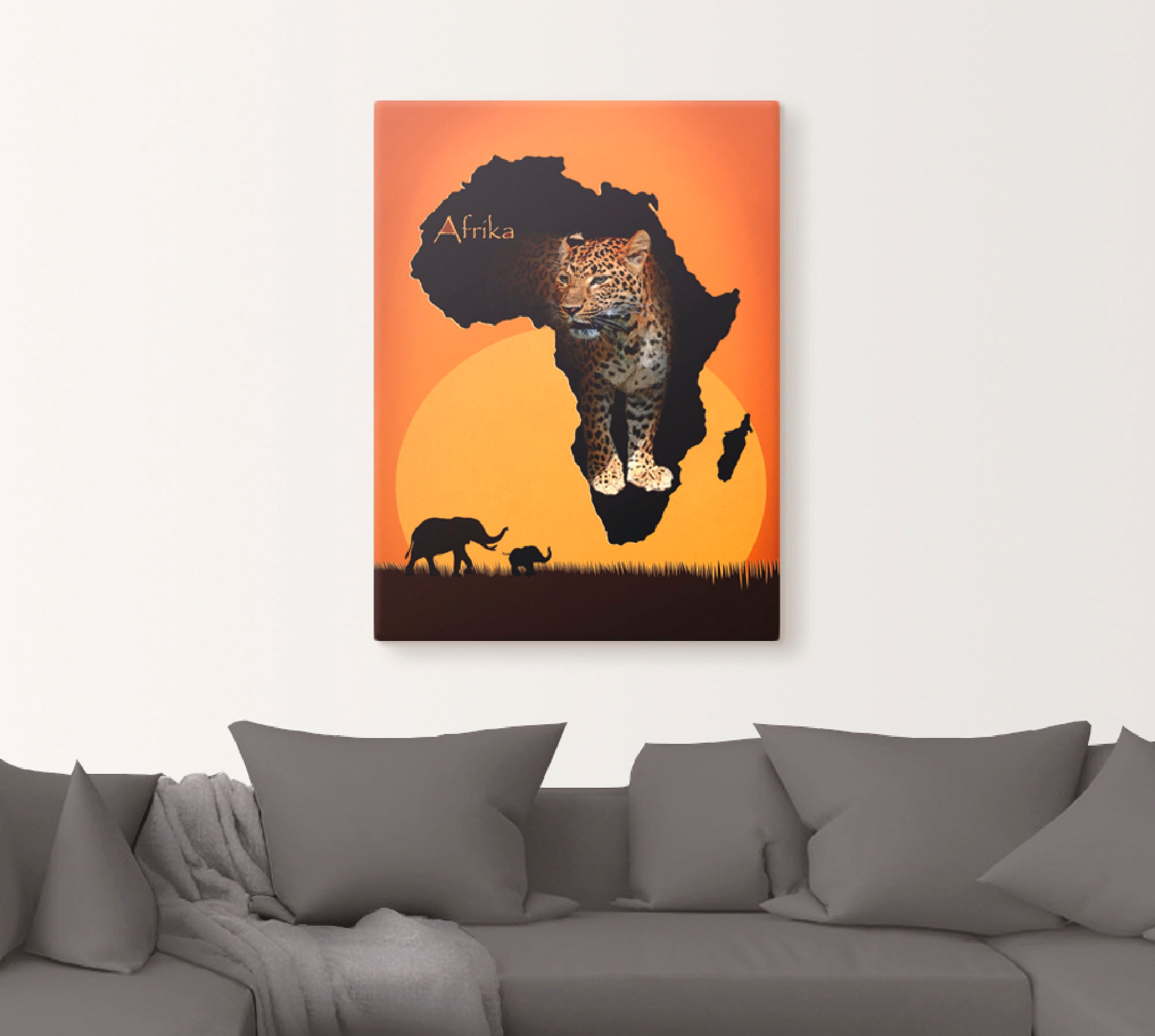 Artland Wandbild »Afrika der schwarze Kontinent«, Wildtiere, (1 St.), als L günstig online kaufen