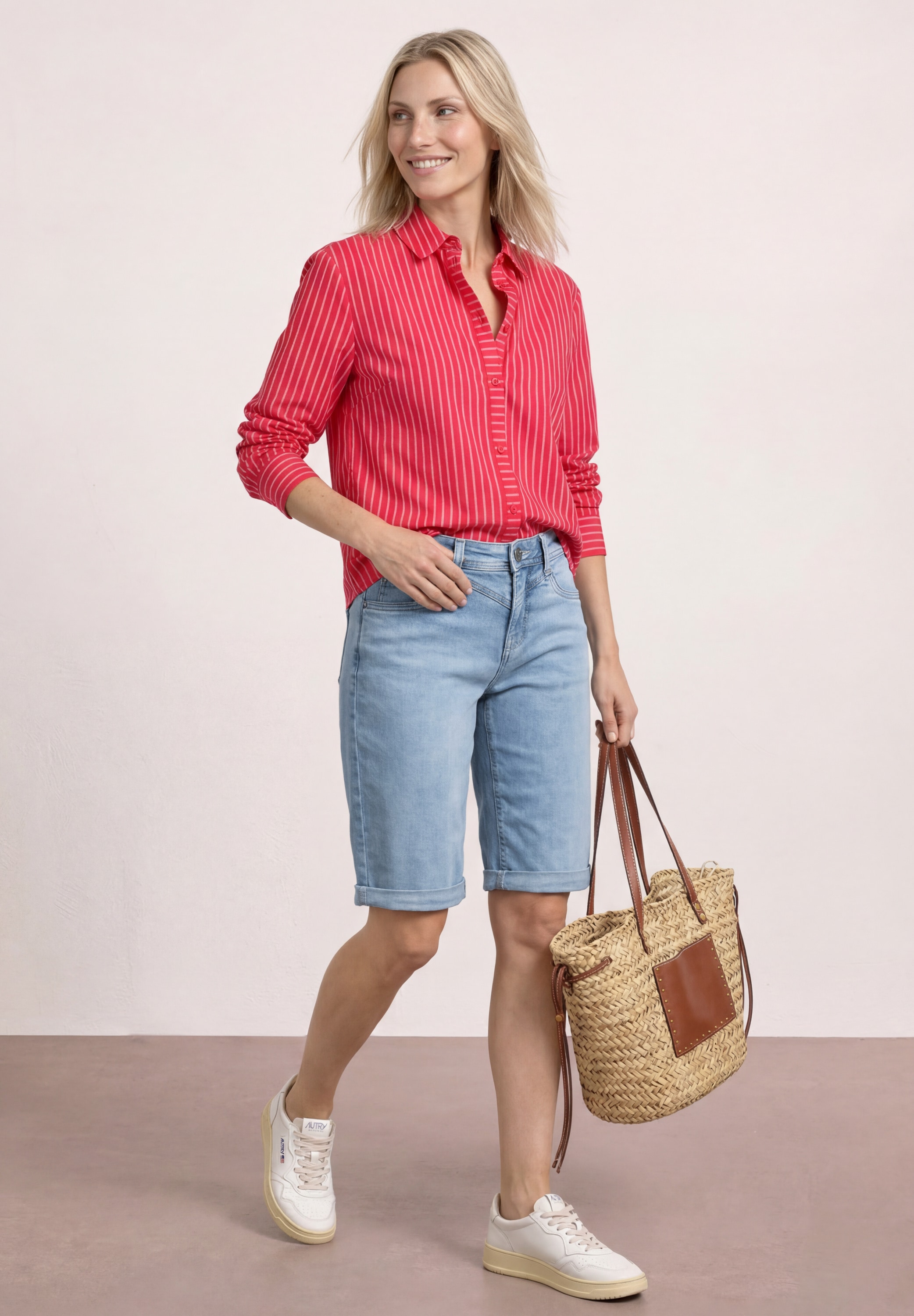 STREET ONE Bermudas »Style Jane«  Slim Leg Bermuda mit Turn-Up-Detail