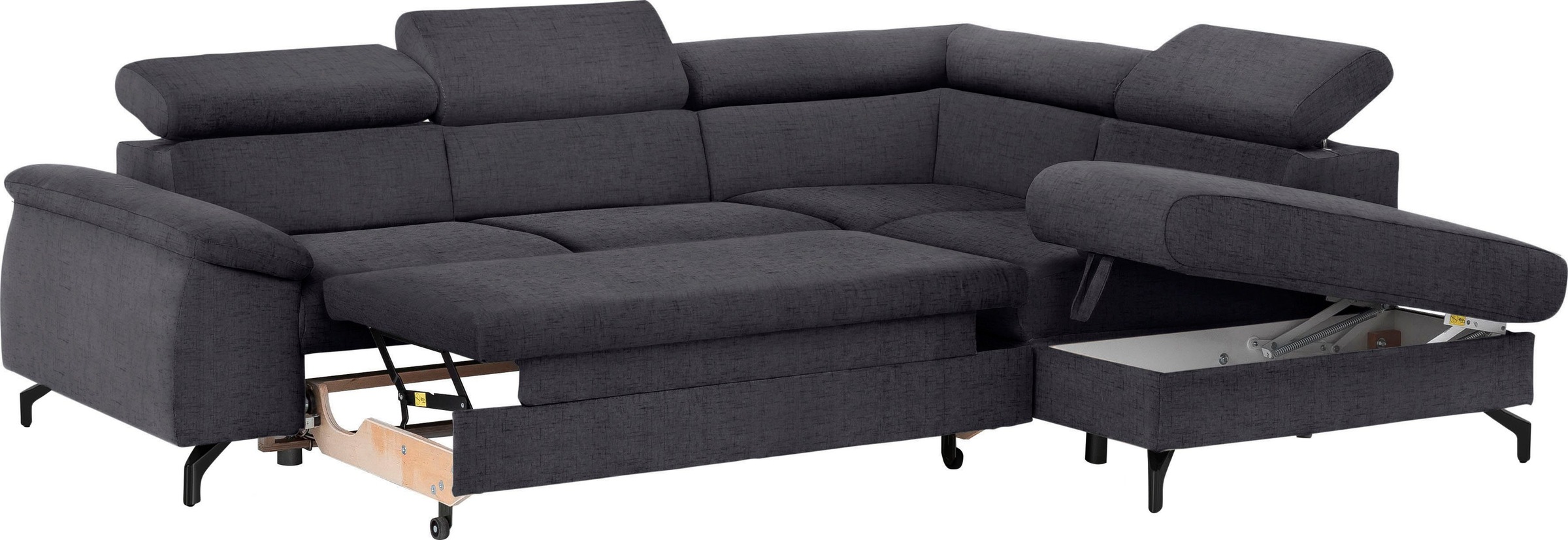 COTTA Polstergarnitur »Komaris L-Form«, (Set), Set bestehend aus: Ecksofa mit Kopfteilverstellung & Hocker