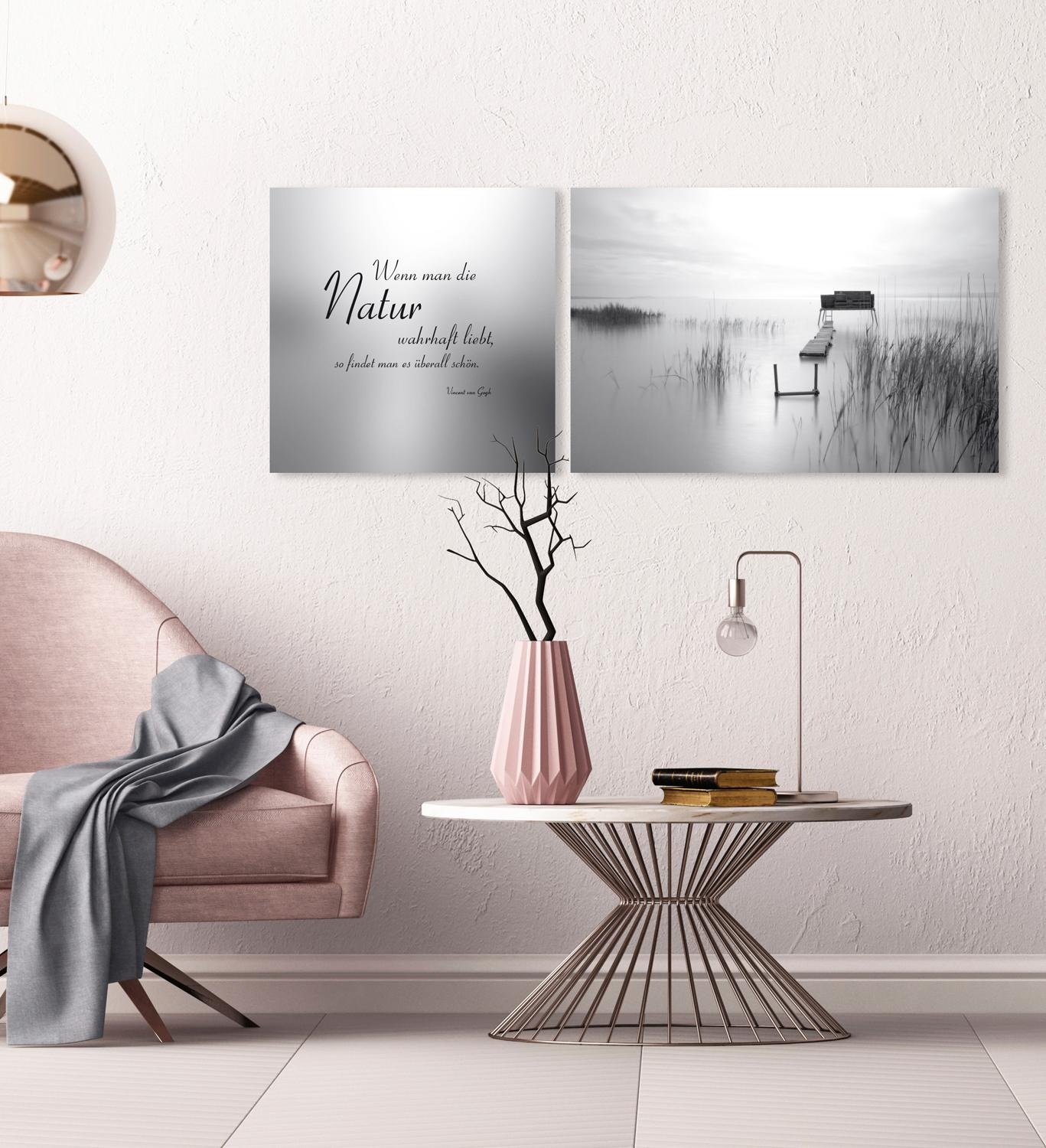 queence Leinwandbild »Natur überall«, Gräser-Steg-Seebilder-Seelandschaft-M günstig online kaufen