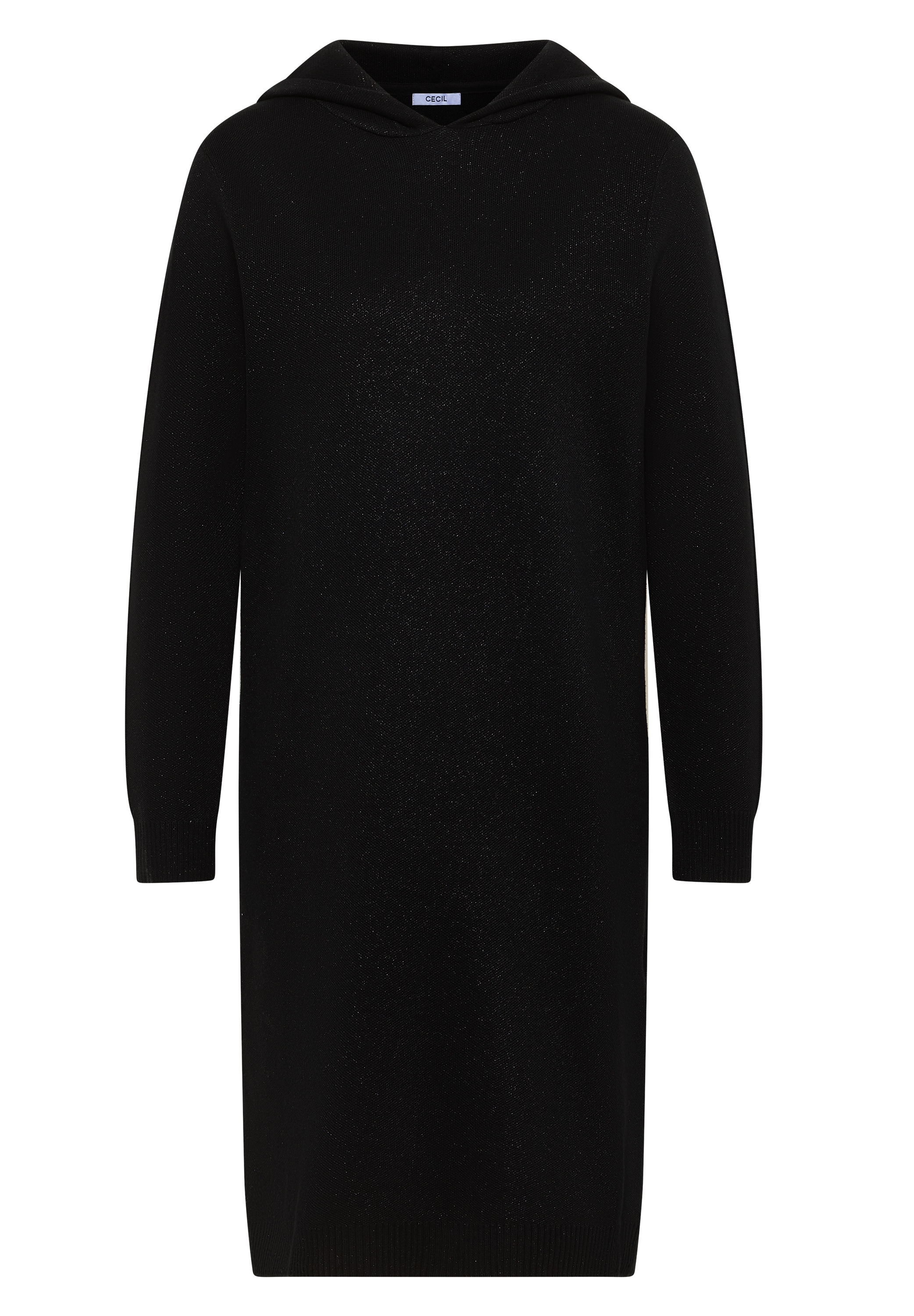 Cecil Strickkleid Ohne Taschen Glitzerkleid - Langarm mit Gallonstreifen und Kapuze