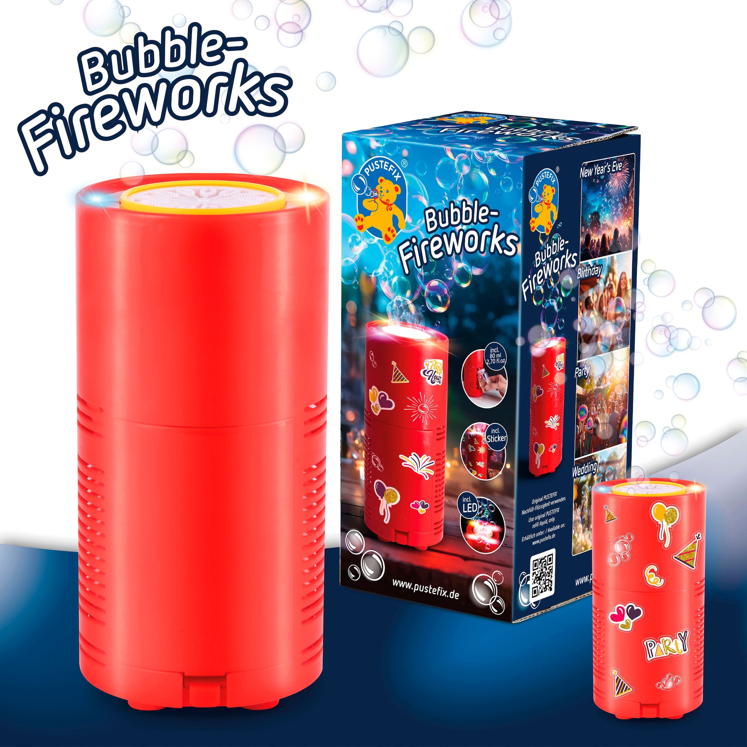 PUSTEFIX Seifenblasen Kanone »Bubble Feuerwerk«, mit LED-Licht