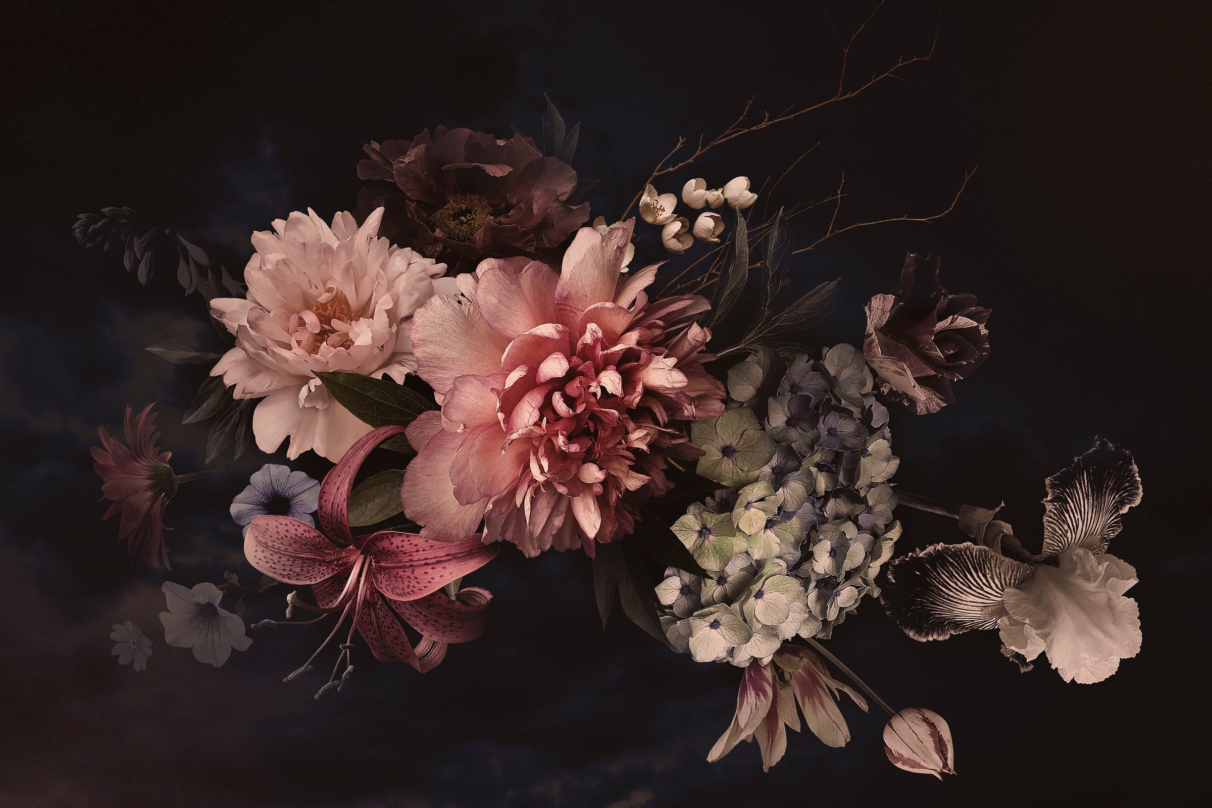 A.S. Création Leinwandbild »Blossom Variety«, Kunst-Blumen-Kinder, (1 St.), Romantische Blumen, Rosen Keilrahmen Leinwand-Bild Wohnzimmer modern
