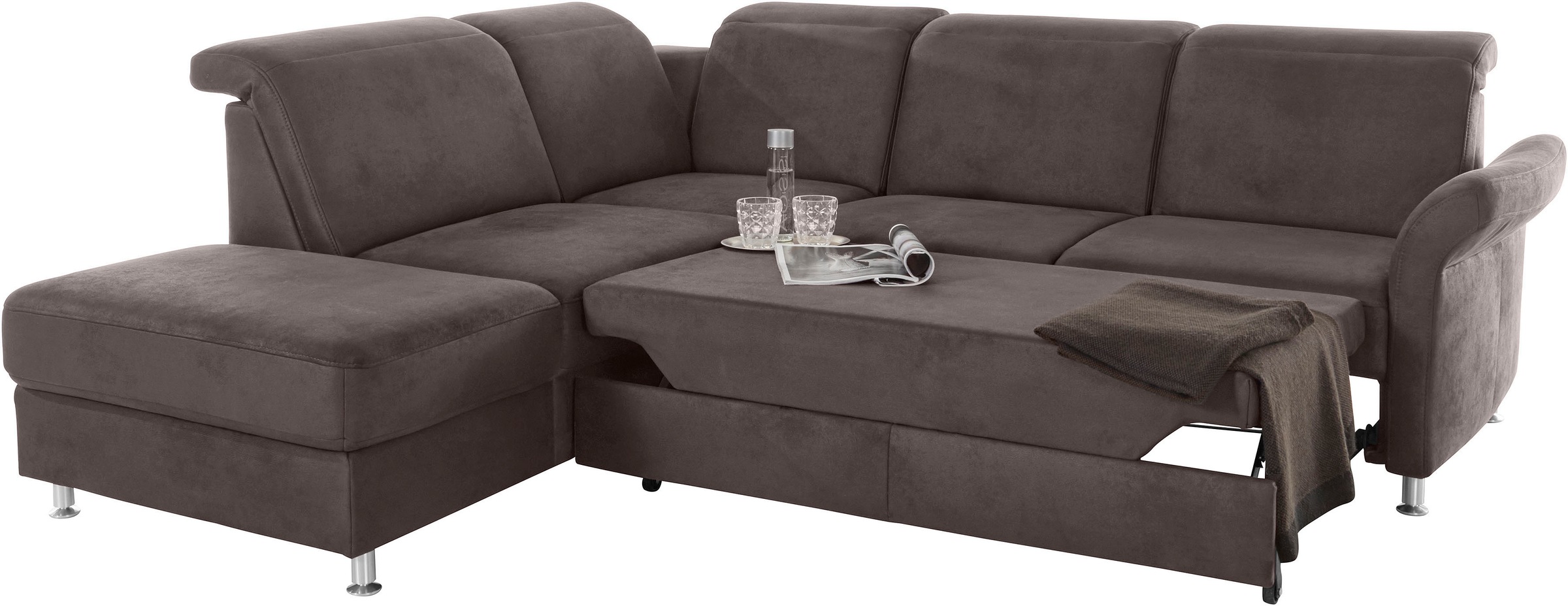 sit&more Ecksofa »Darwin L-Form«, inklusive Federkern, wahlweise mit Kopfteilverstellung, Bettfunktion