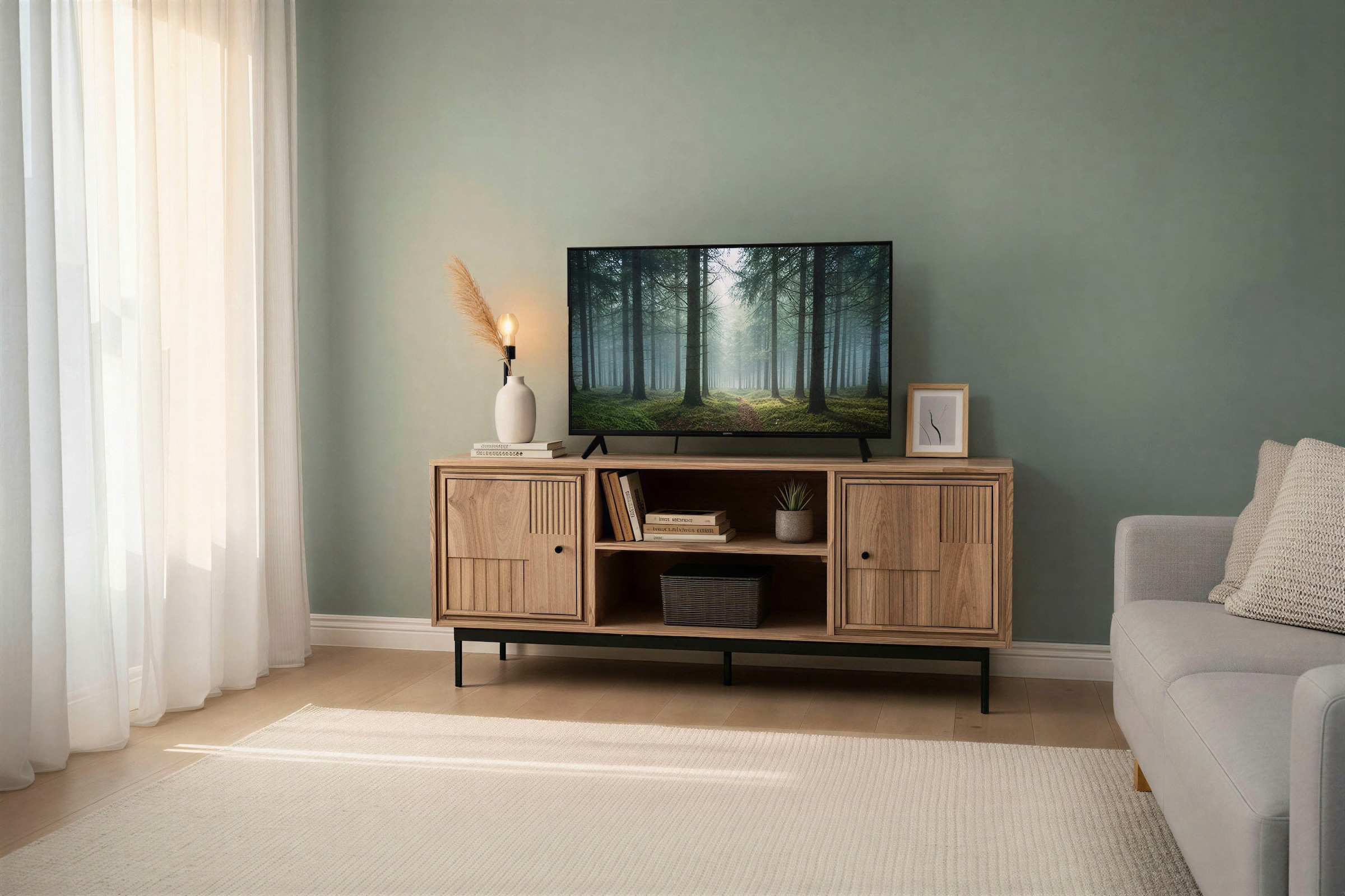 SIT Lowboard »TV Schrank – Massives Holz‑TV‑Board mit variablen Böden« 1 Stk. tlg. Massives Lowboard mit variablen Böden & 2 Kabeldurchführungen