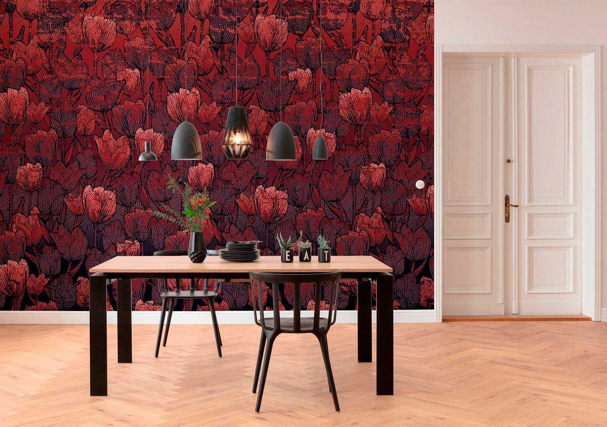 Komar Vliestapete »Digitaldruck Vlies - Tulipe - Größe 400 x 280 cm«, bedruckt, Wohnzimmer, Schlafzimmer