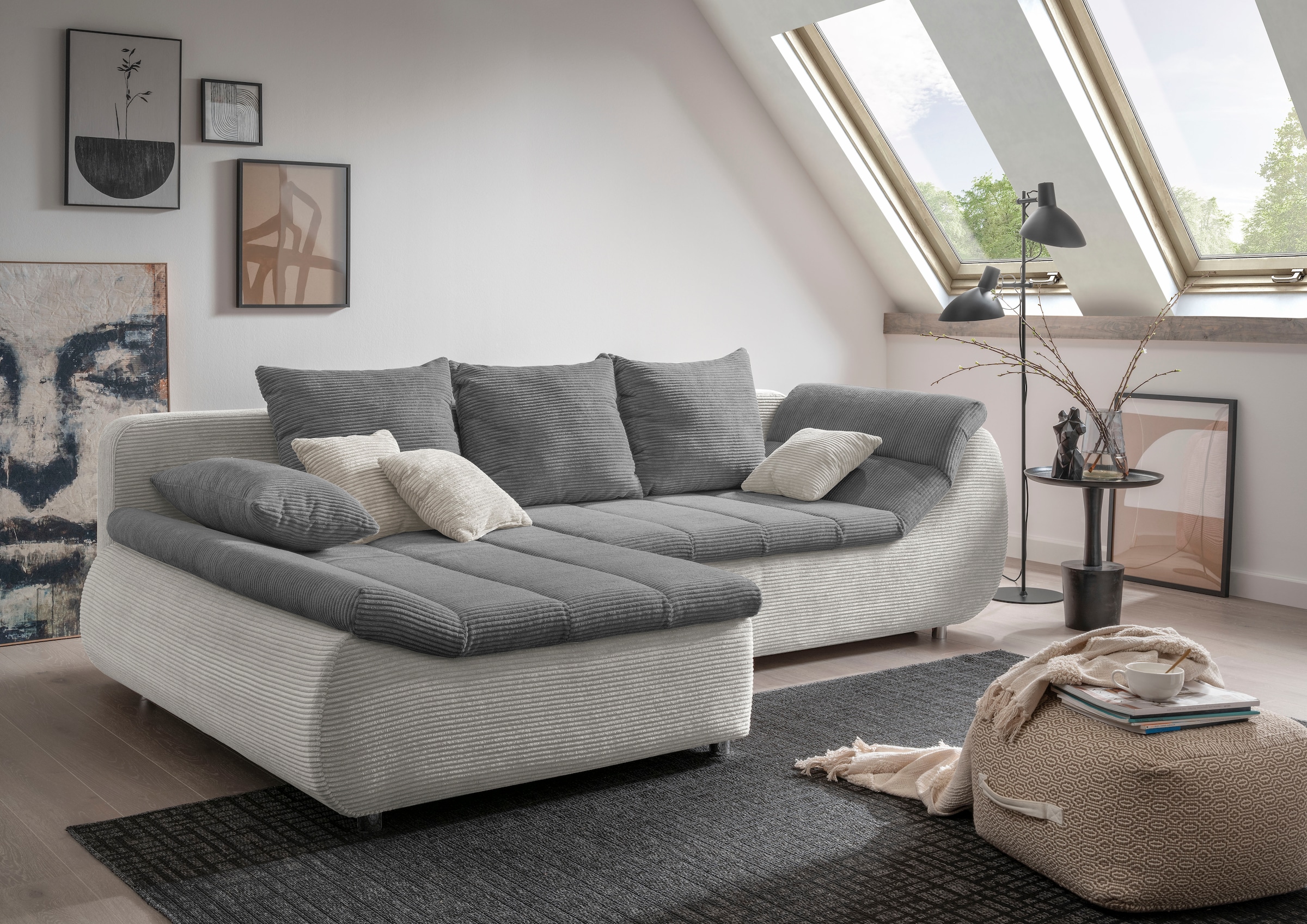 INOSIGN Ecksofa »Imola elegant und bequem, aktuelle Steppung im Sitz, L-For günstig online kaufen