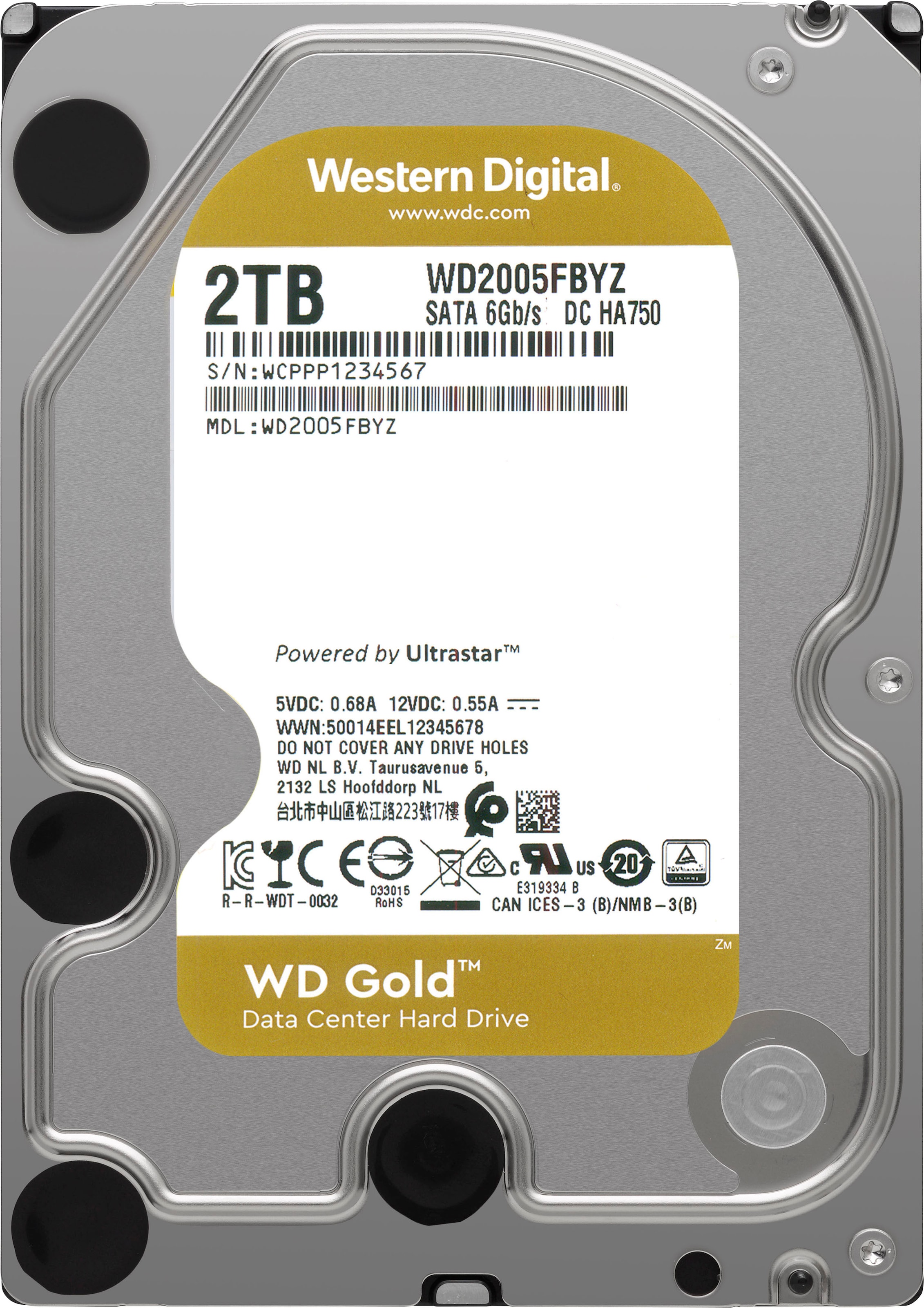 Western Digital HDD-Festplatte »WD Gold«, 3,5 Zoll, Anschluss SATA, SATA Enterprise-Klasse, Bulk
