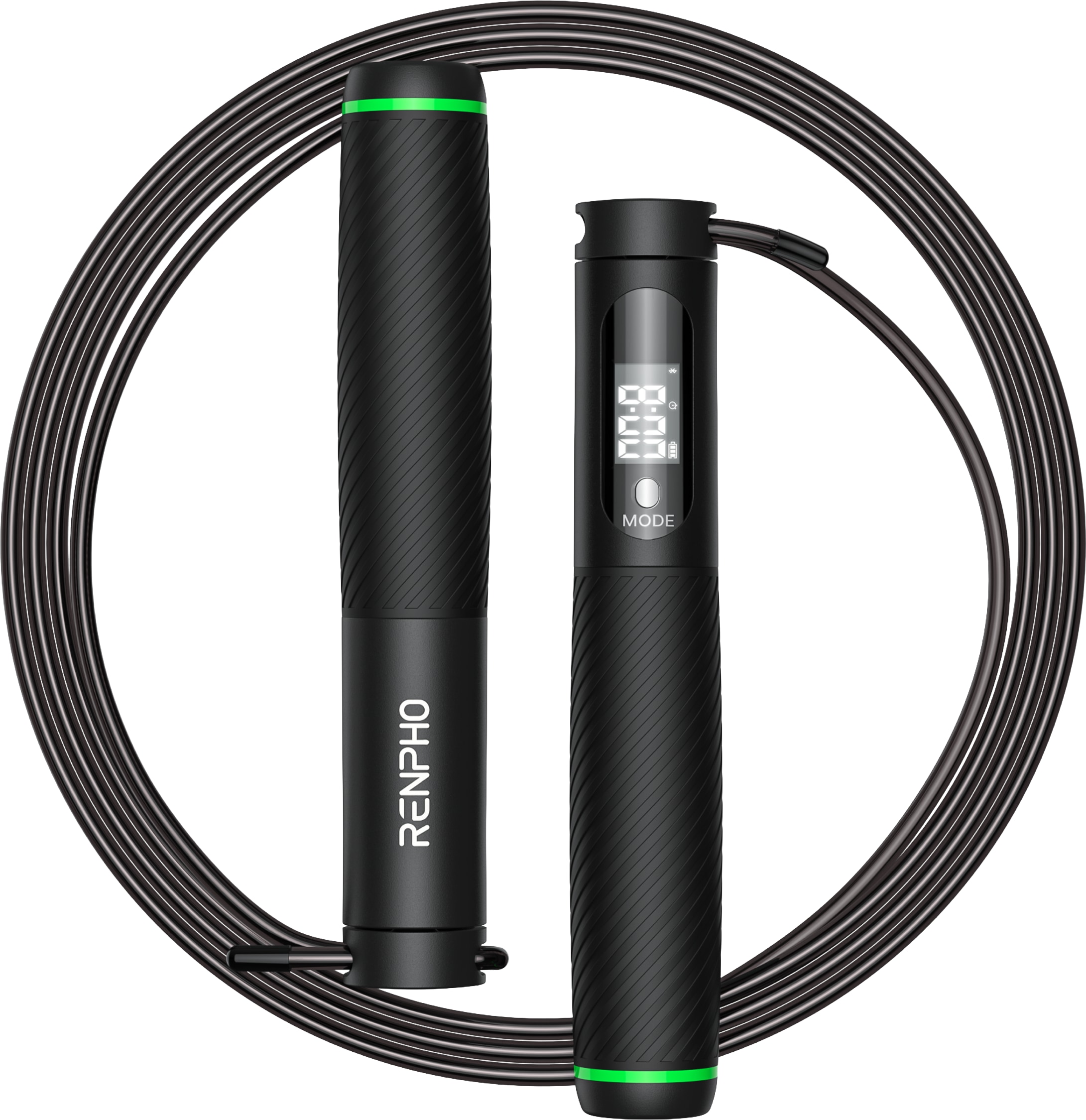 Renpho Springseil »Smartes Springseil 2-in-1 Q008« Smart, gewichtet, verschleißfest, Display, Zähler, App, 2-in-1