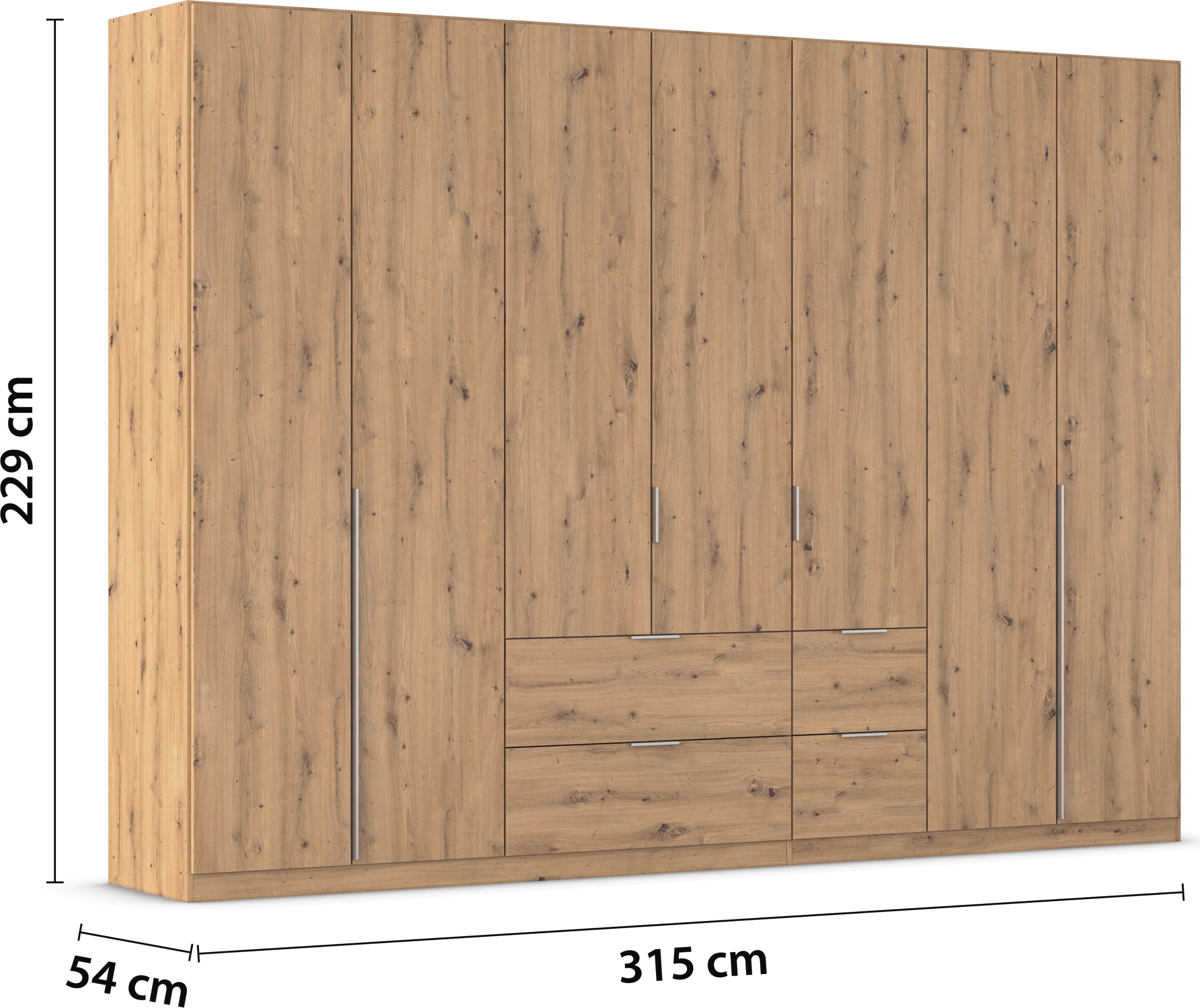 rauch Drehtürenschrank »Kleiderschrank Schrank Garderobe AGORDO mit Dekor- oder Hochglanzfront«, (in zwei Griff-Farben mit Dekor- oder Hochglanzfront), mit Außenschubkästen, in 6 Breiten und 2 Höhen MADE IN GERMANY