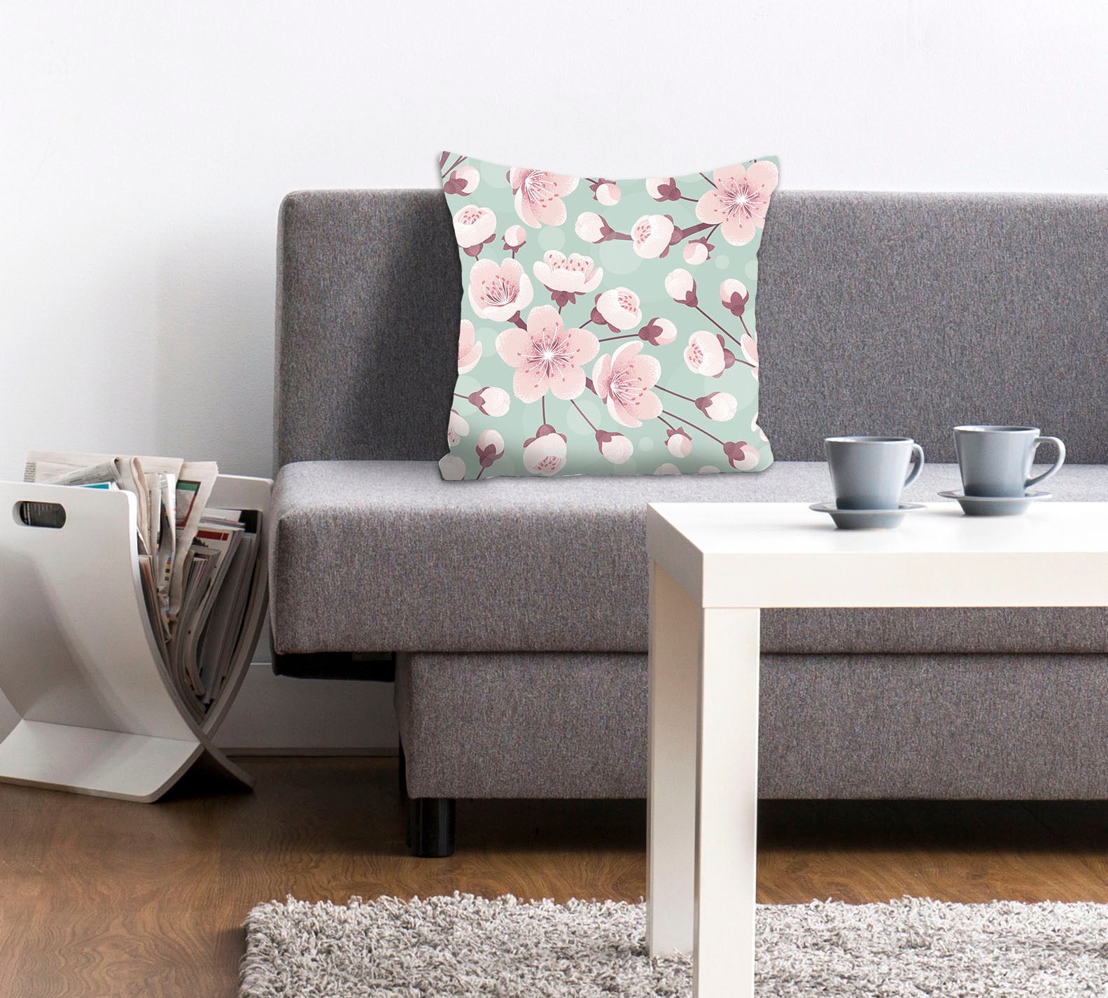 queence Dekokissen »AIsha«, Kissenhülle,Graue Blümchen,Florales Design,Zart günstig online kaufen
