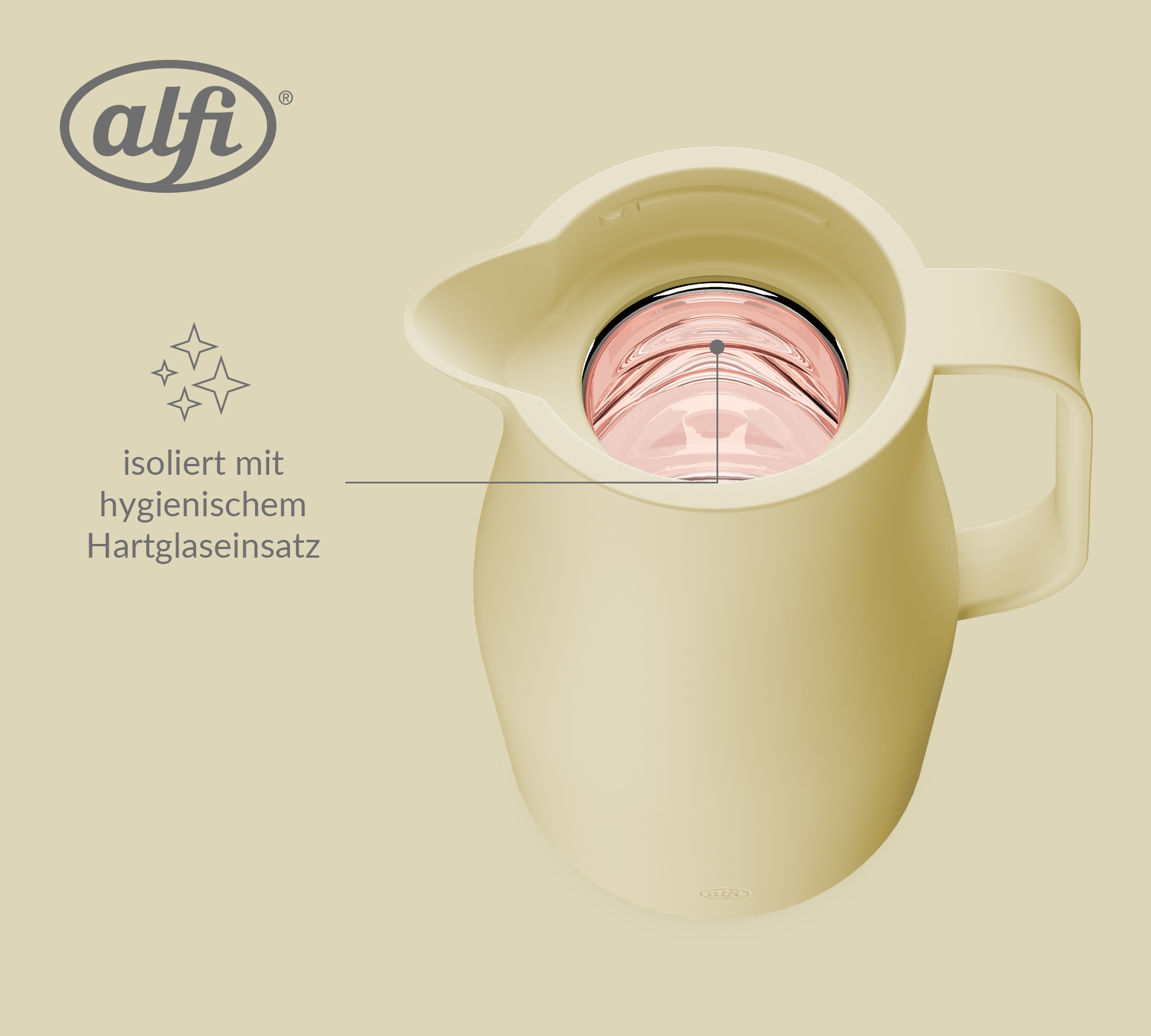 Alfi Isolierkanne »NEO, mit Hartglaseinsatz und ergonomischem Griff« 1 l 1 Stk. tlg. 12h heiß & 24h kalt, Drehverschluss mit bequemem Druckknopf