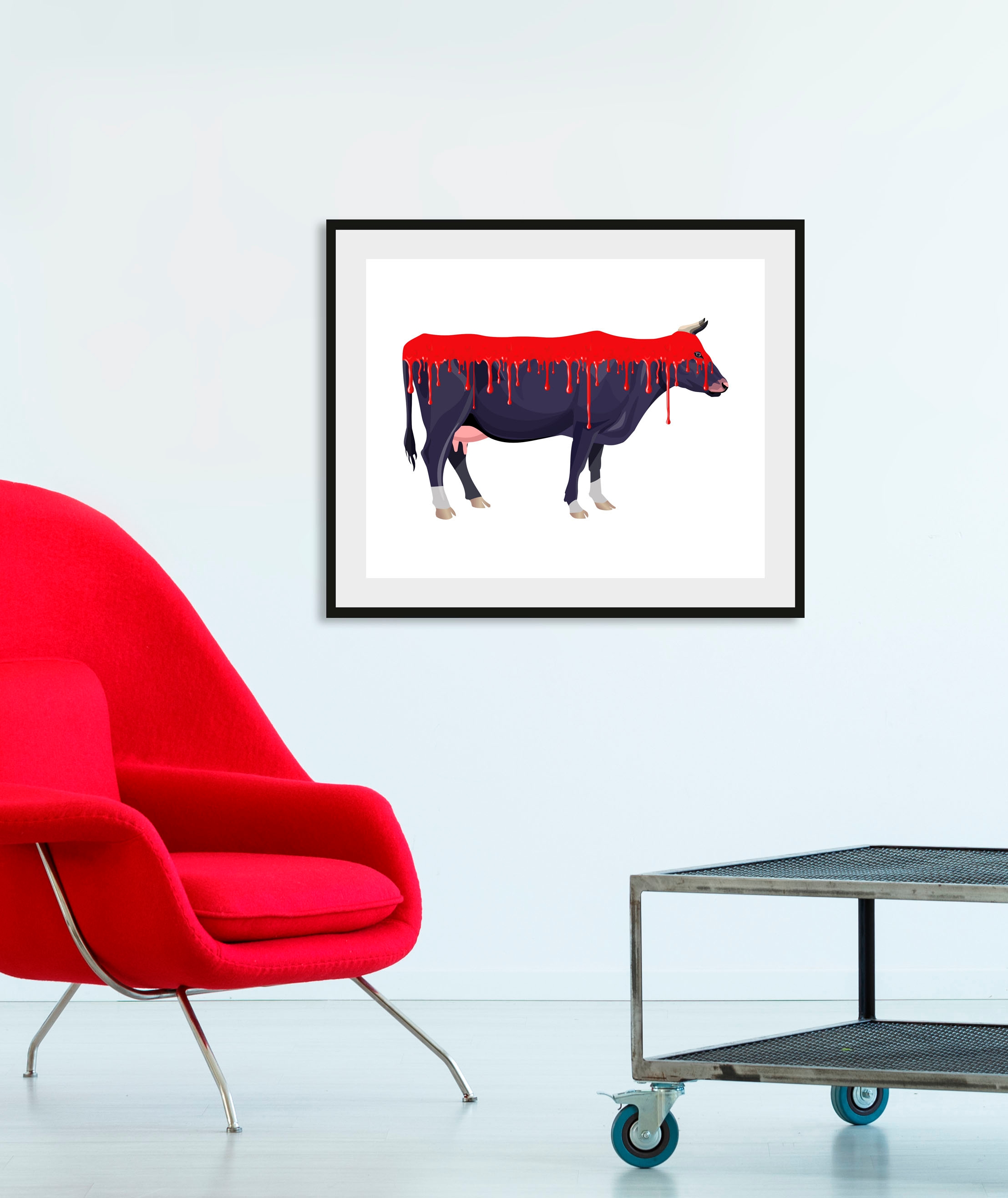 queence Bild »Bunte Kuh«, Kuh-Kunst-Kuhbilder-Kühe, (1 St.), HD Premium Poster-Druck inkl. Holzrahmen