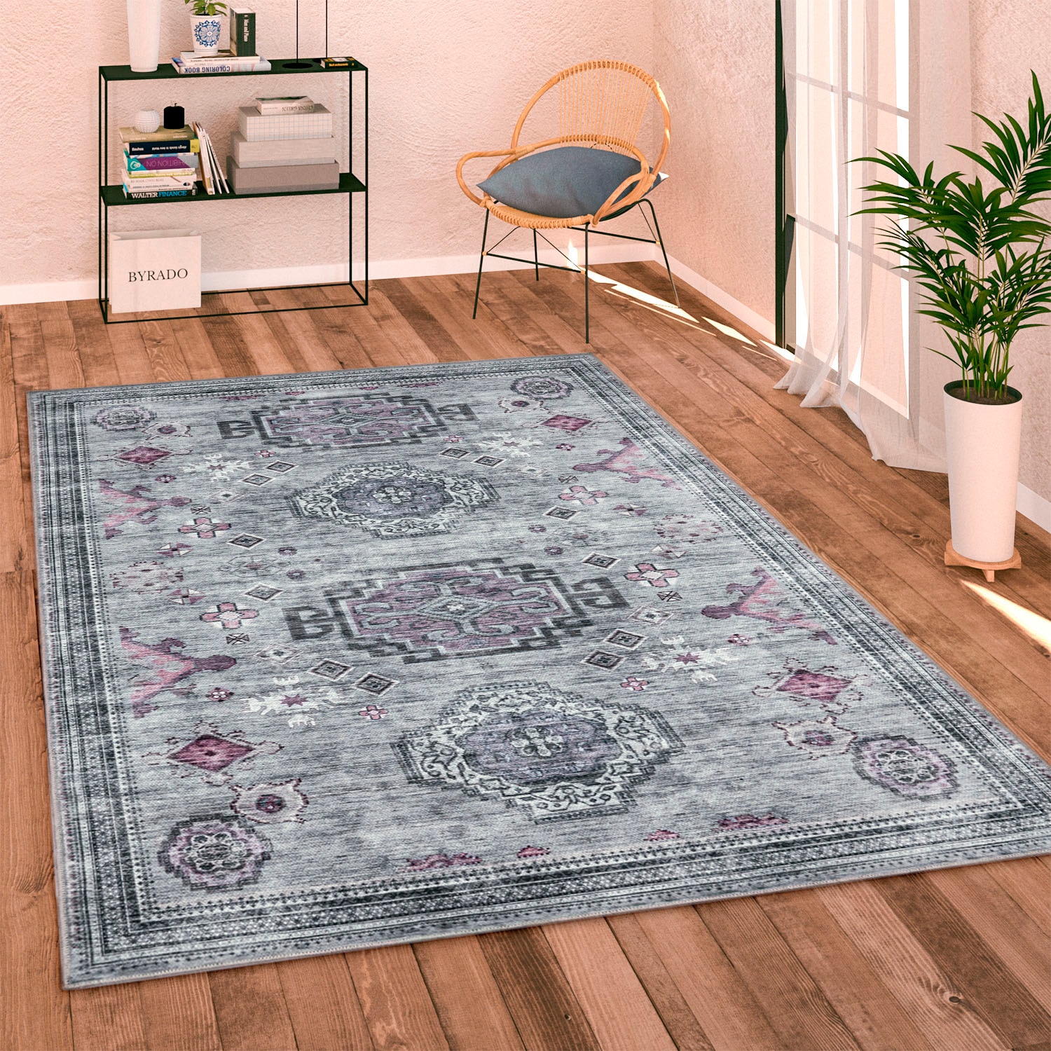 Paco Home Teppich »Bordeaux 244«, rechteckig, 4 mm Höhe, Kurzflor, Orient-Optik, Vintage Design, waschbar