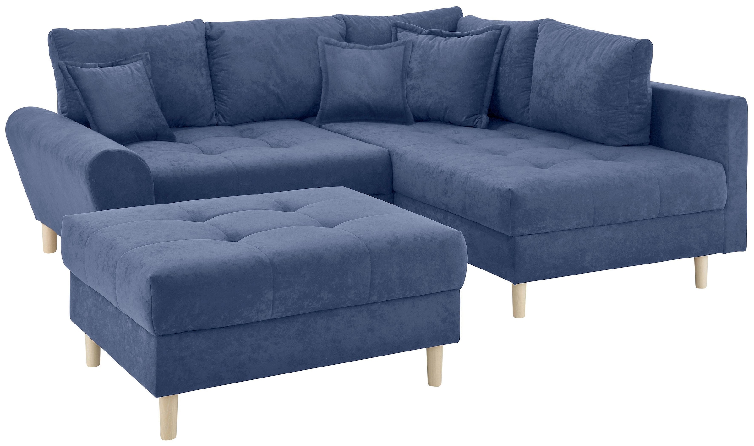 Home affaire Ecksofa »Rice L-Form«, (Set, mit Hocker), mit Bonnellfederkern, Hocker & Kissen, Ottomane beidseitig montierbar