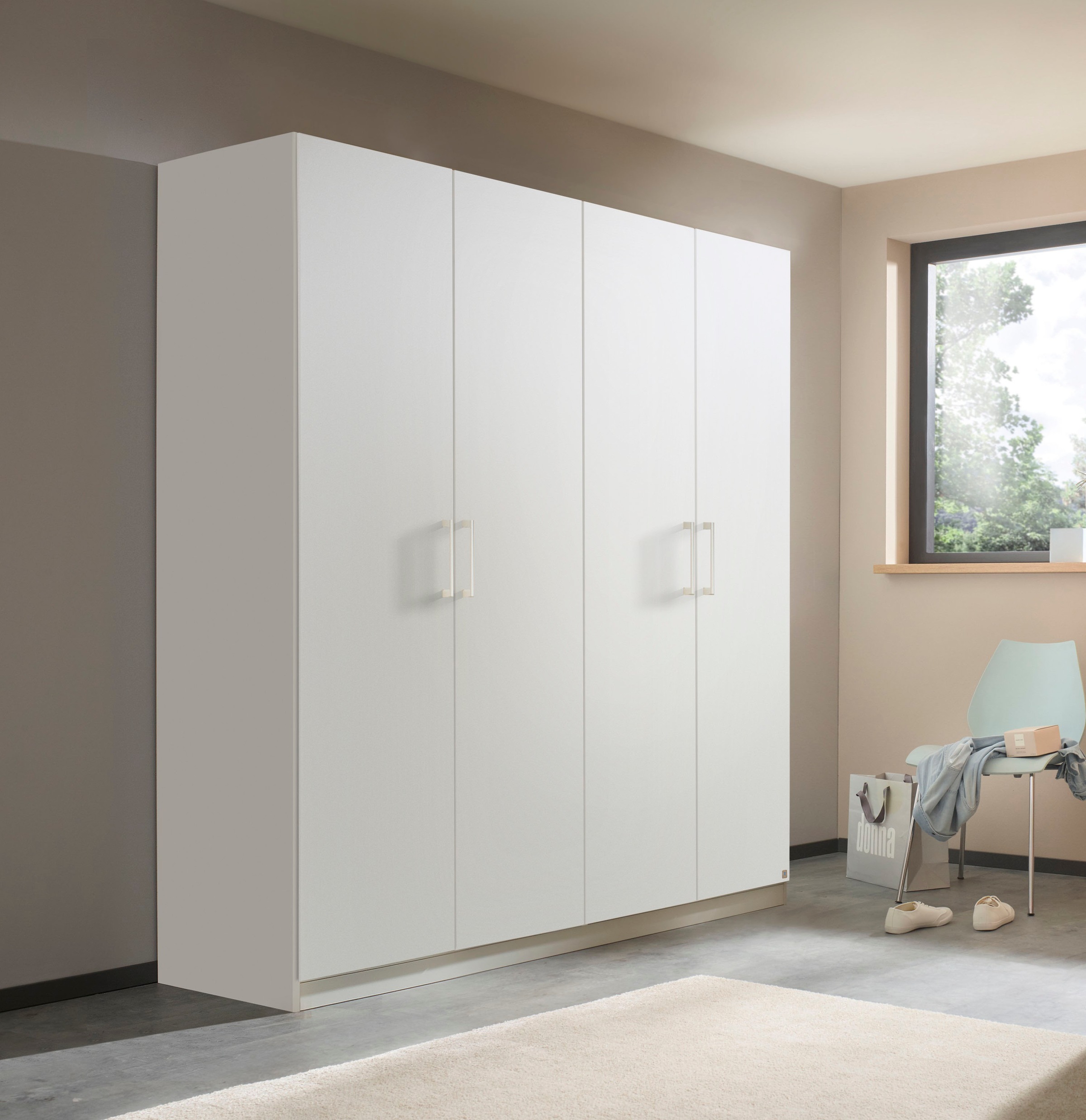 rauch Drehtürenschrank »Kleiderschrank Schrank Garderobe Wäscheschrank COSMO«, mit zusätzlichen Einlegeböden, Metallgriffe in Weiß MADE IN GERMANY