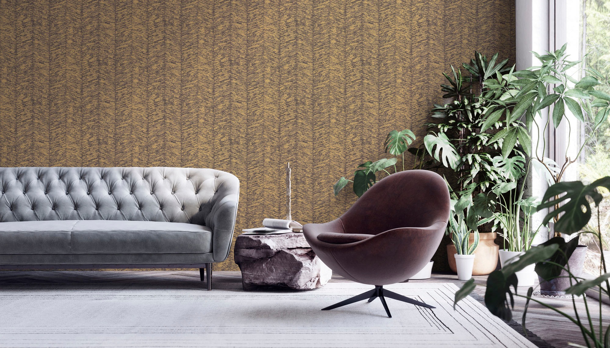 living walls Vliestapete »My Home My Spa« Fischgratmuster | Motiv | geometrisch strukturiert Tapete Geometrisch Tapeten Wohnzimmer Schlafzimmer Küche Design Optik