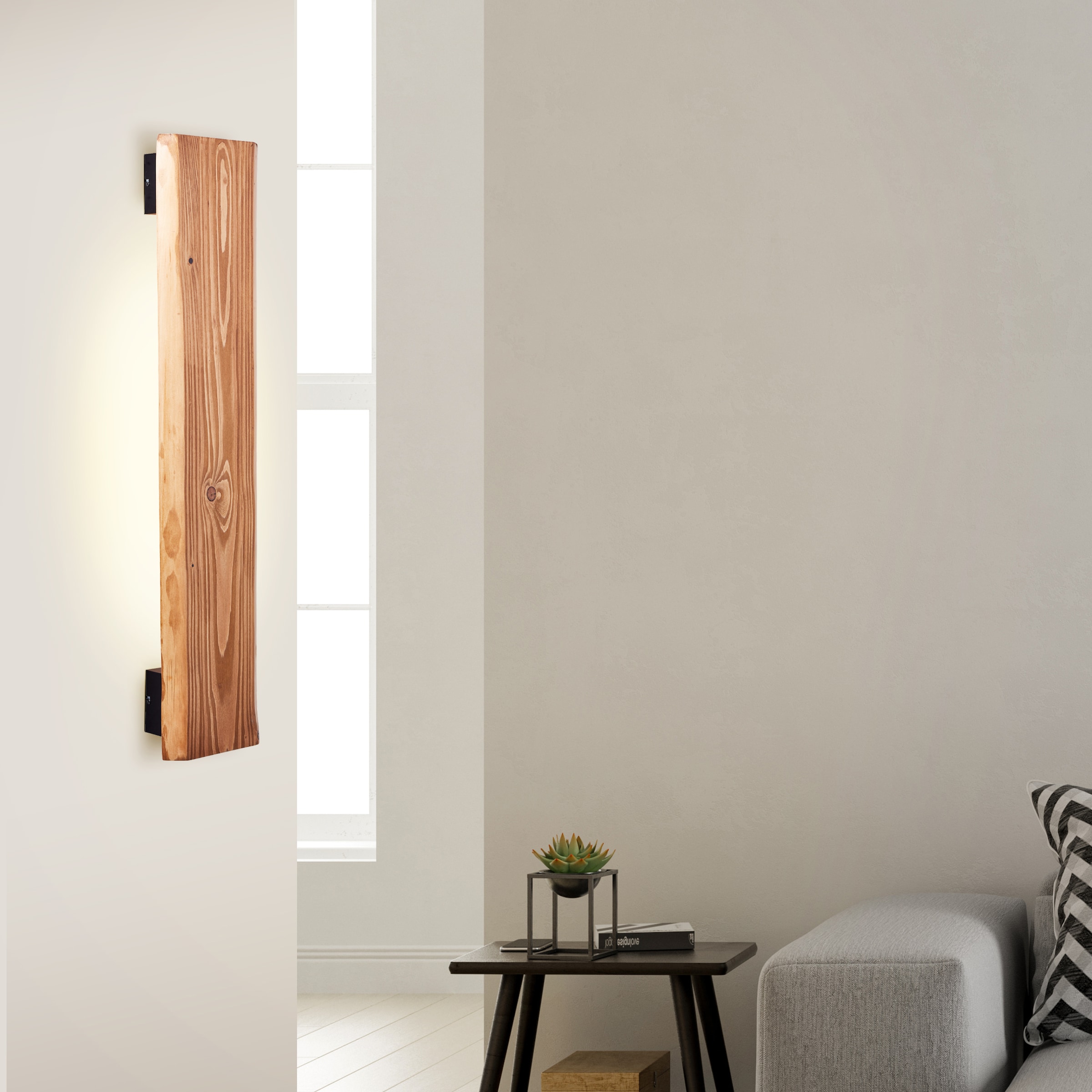 Brilliant LED Wandleuchte »Feingold«, 1 flammig, 100 cm Höhe, Holz/Metall, kiefer gebeizt