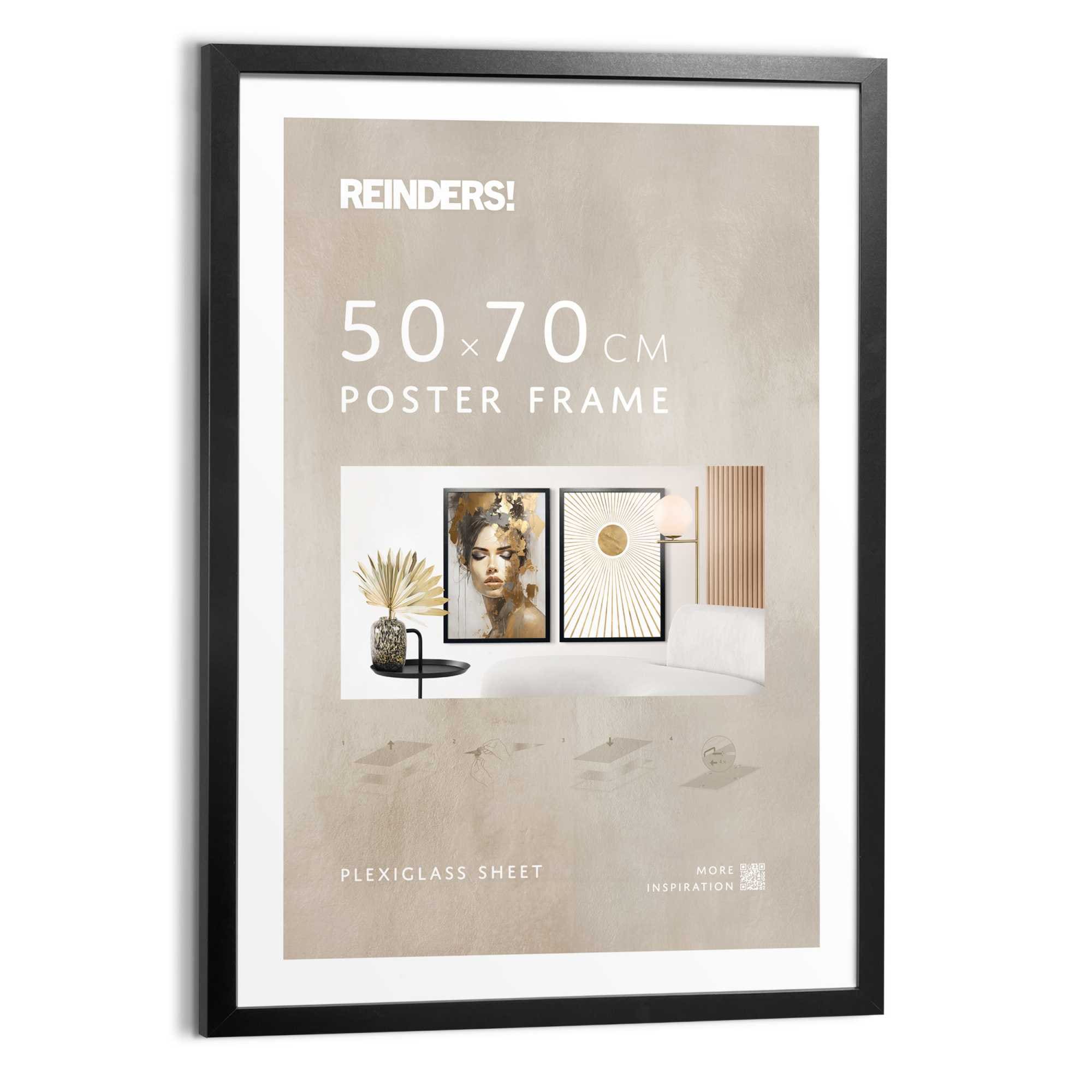 Reinders! Bilderrahmen »Poster 50x70 schwarz« 1 Stk. tlg. Wohnzimmer - Schwarz - MDF - Kein Thema - 53,5x73,5 cm