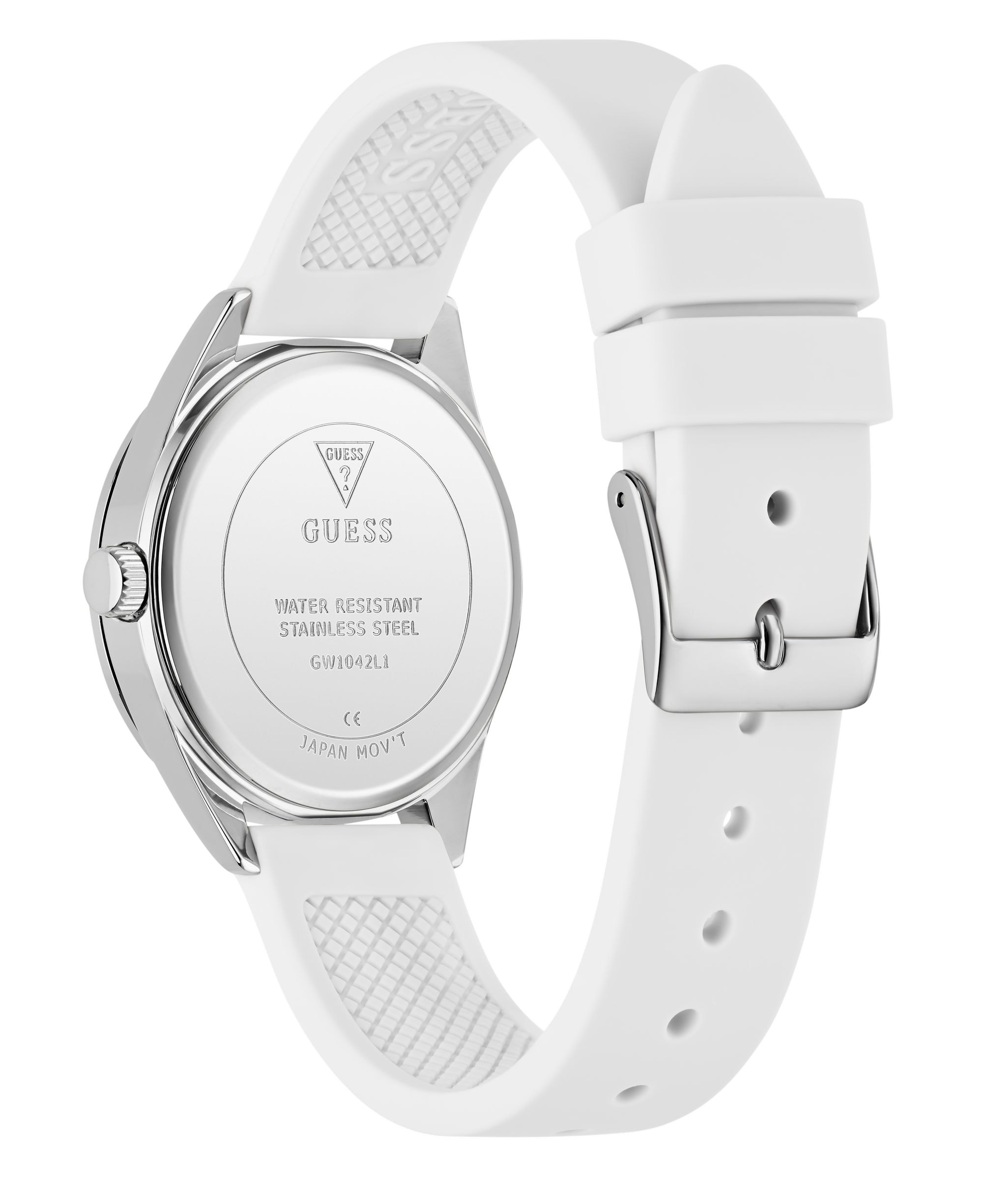 Guess Quarzuhr »AVA« Armbanduhr, Damenuhr, Silikonarmband, analog