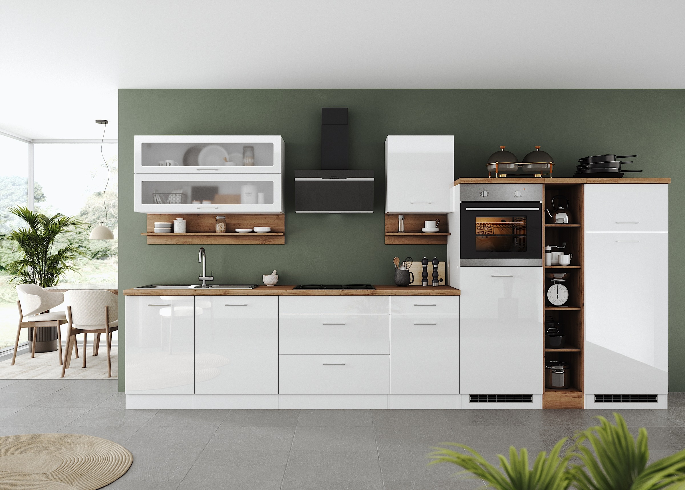 KOCHSTATION Küchenzeile »KS-Milan« 390 cm breit, viel Stauraum, wahlweise m günstig online kaufen