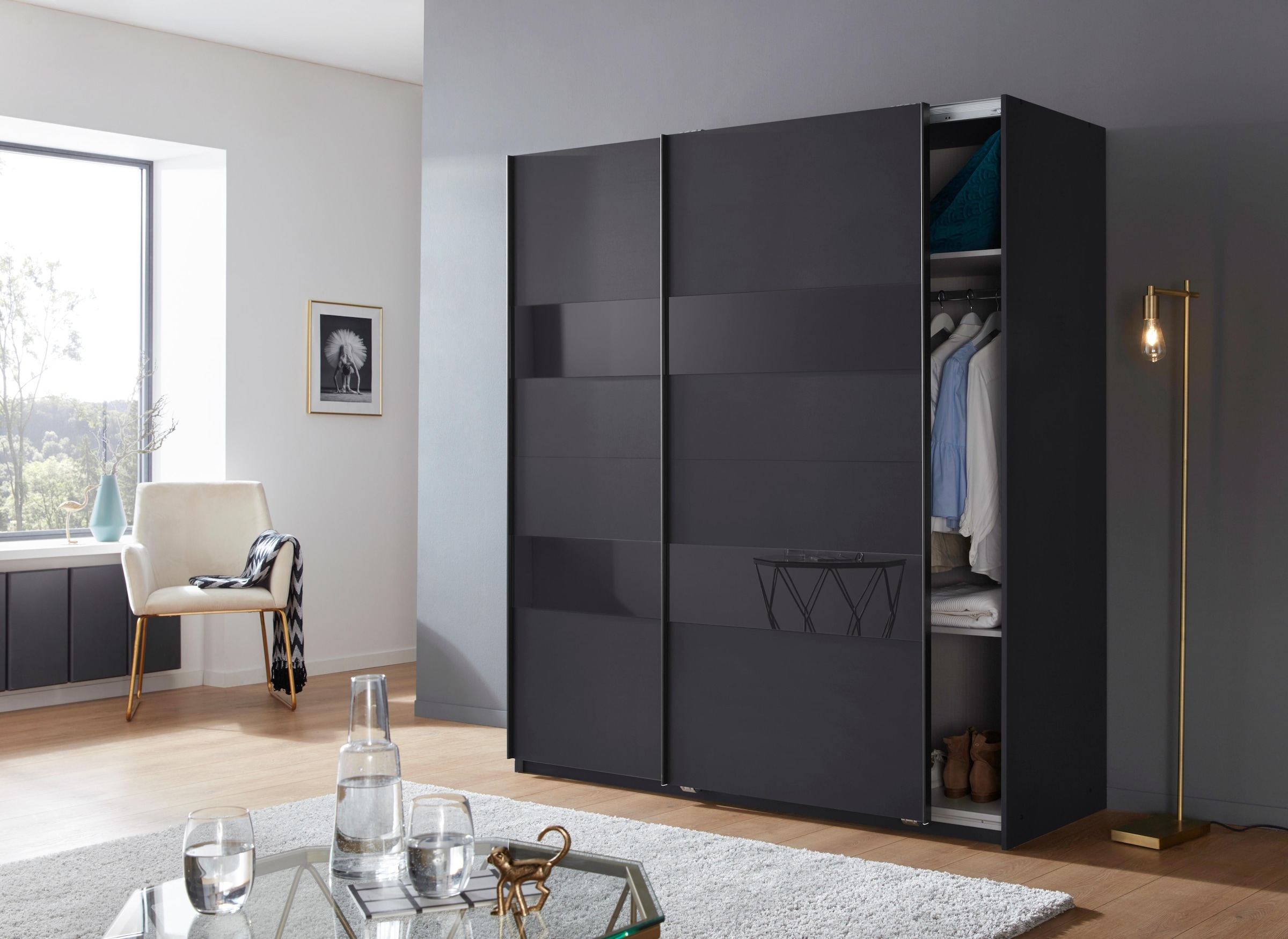 Wimex Schwebetürenschrank »Altona«, mit Glaselementen und zusätzlichen Einlegeböden
