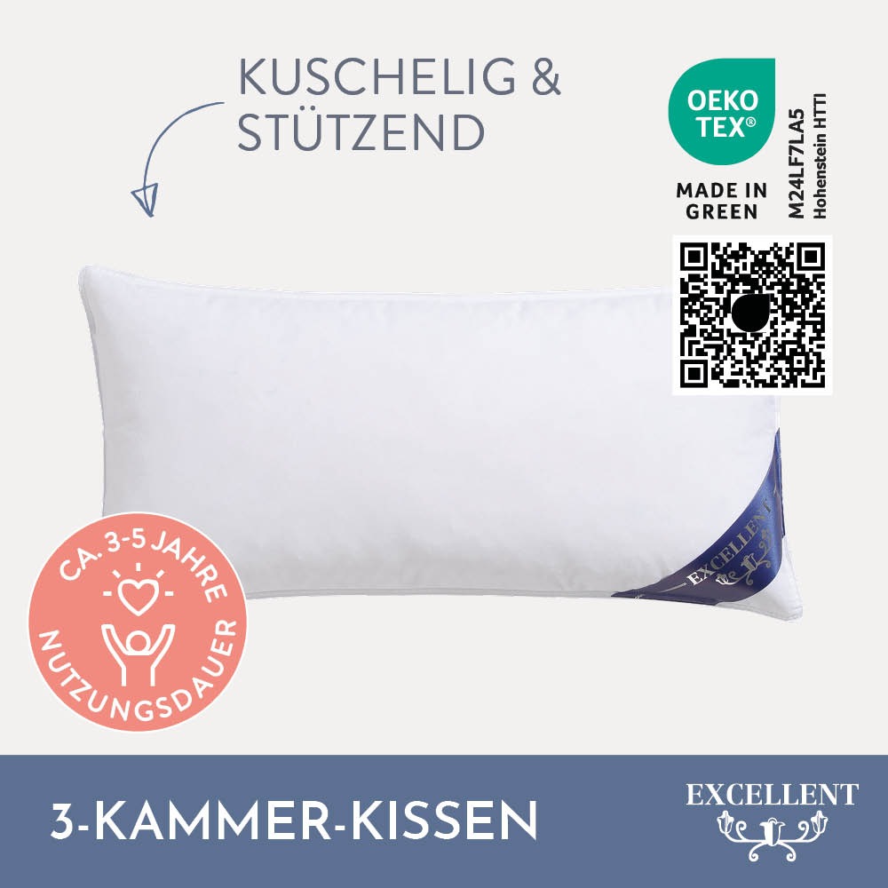 Excellent 3-Kammer-Kopfkissen »Wien«, Füllung: 60% Daunen / 40% Federn (Auß günstig online kaufen