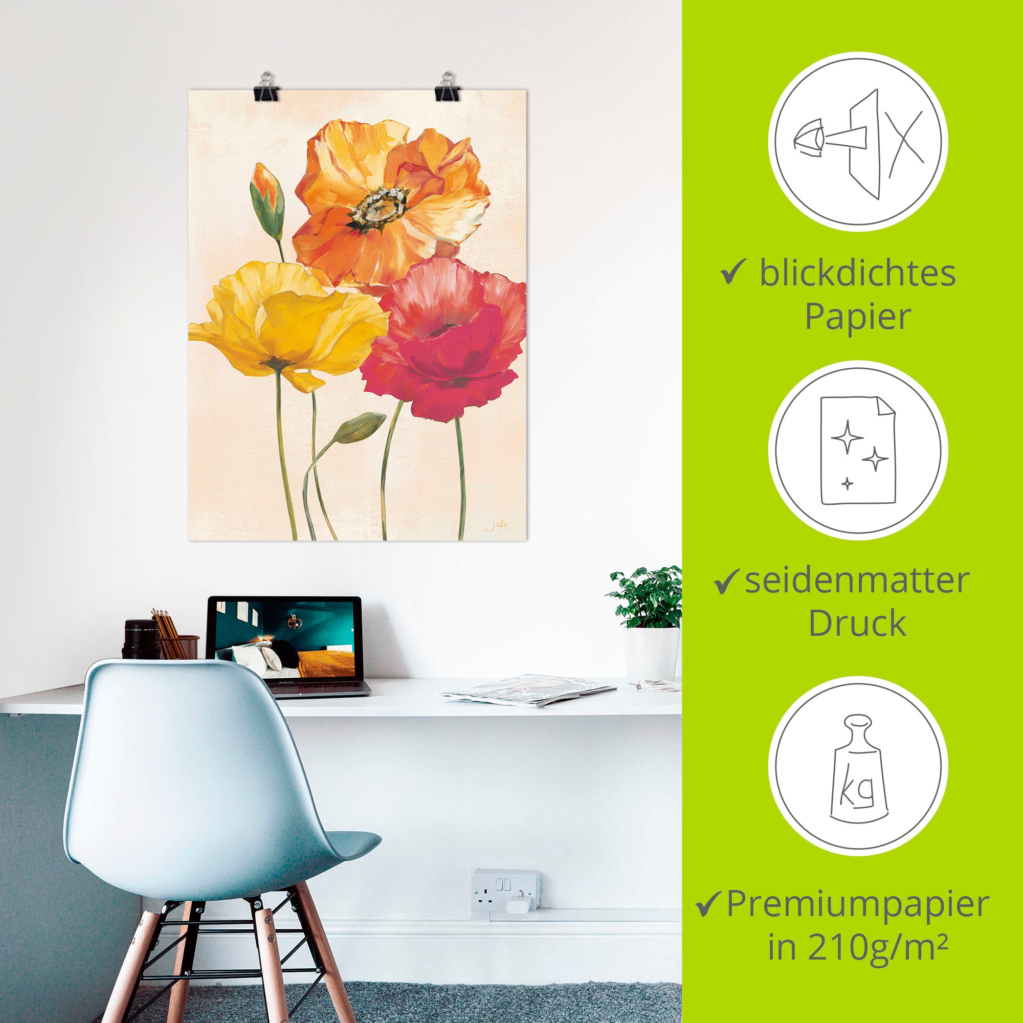 Artland Wandbild »Bunte Mohnblumen I«, Blumenbilder, (1 St.), als Alubild, Outdoorbild, Leinwandbild, Poster, Wandaufkleber