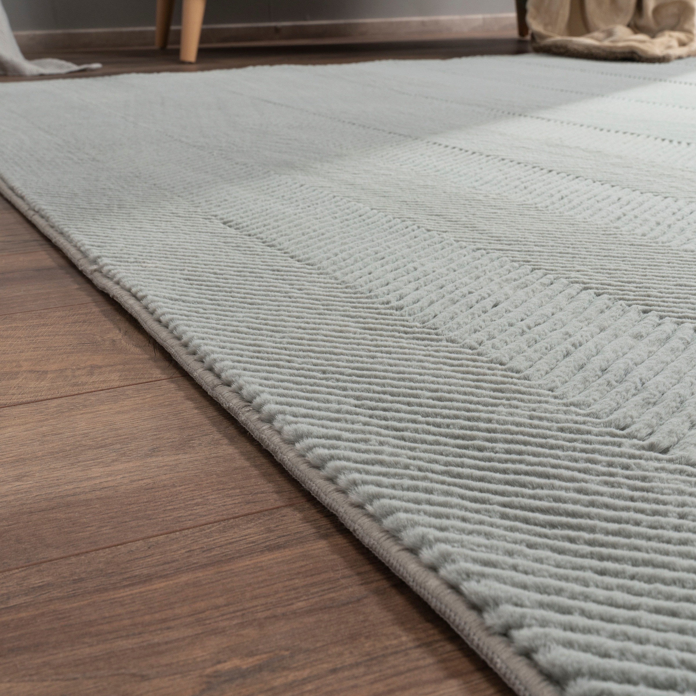 Paco Home Teppich »Haarlem 941«, rechteckig, 17 mm Höhe, Kurzflor, Uni Farben, Hoch-Tief Effekt, geometrisch, weich & kuschelig