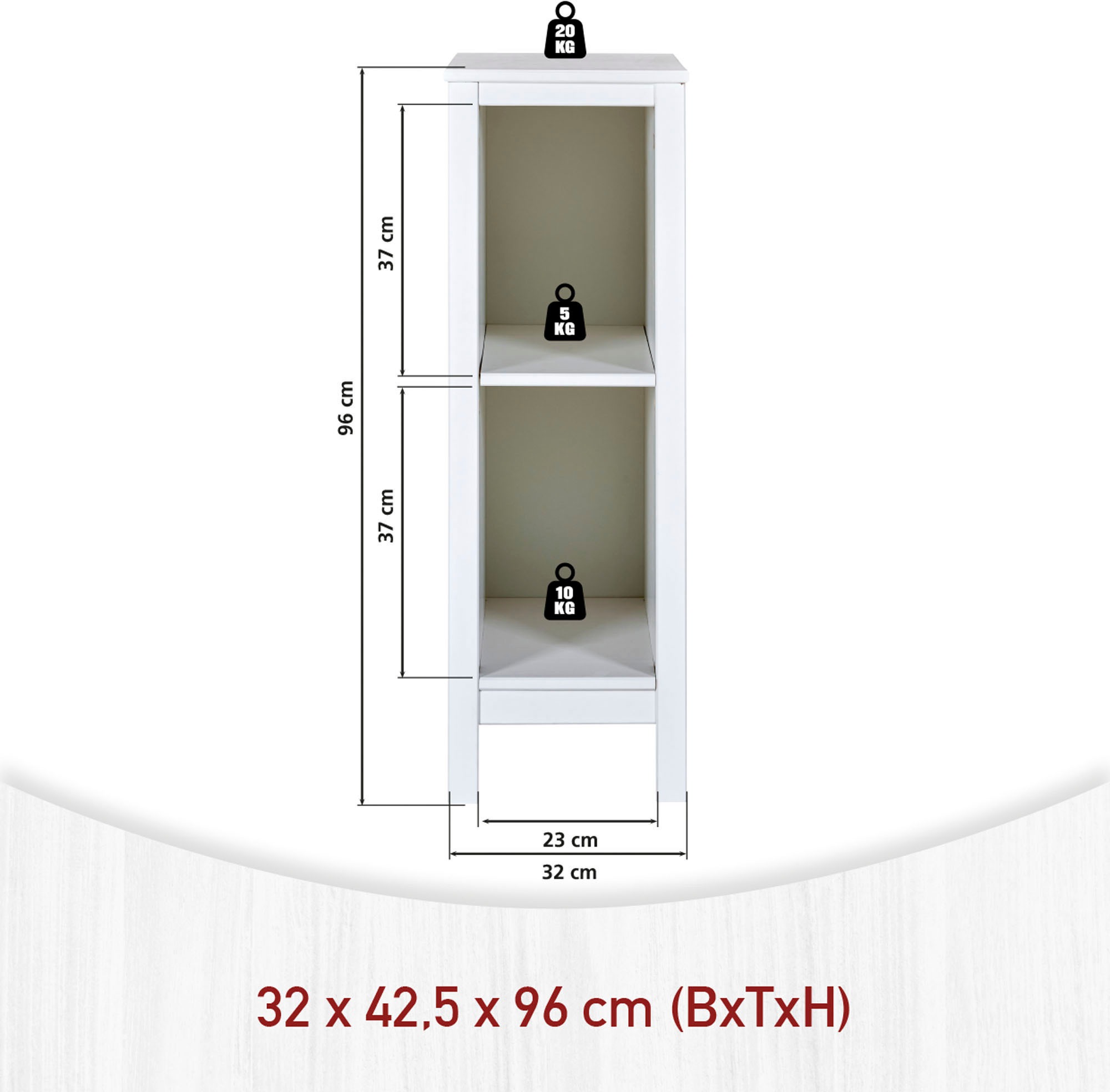 Inter Link Wickelkommode »Pinora, Kiefer Massivholz Weiss, 3 Schubladen, 85 x 82 x 108 cm« Mit Wickelaufsatz, inkl. 2 Regale, moderner Skandi Look 85 cm
