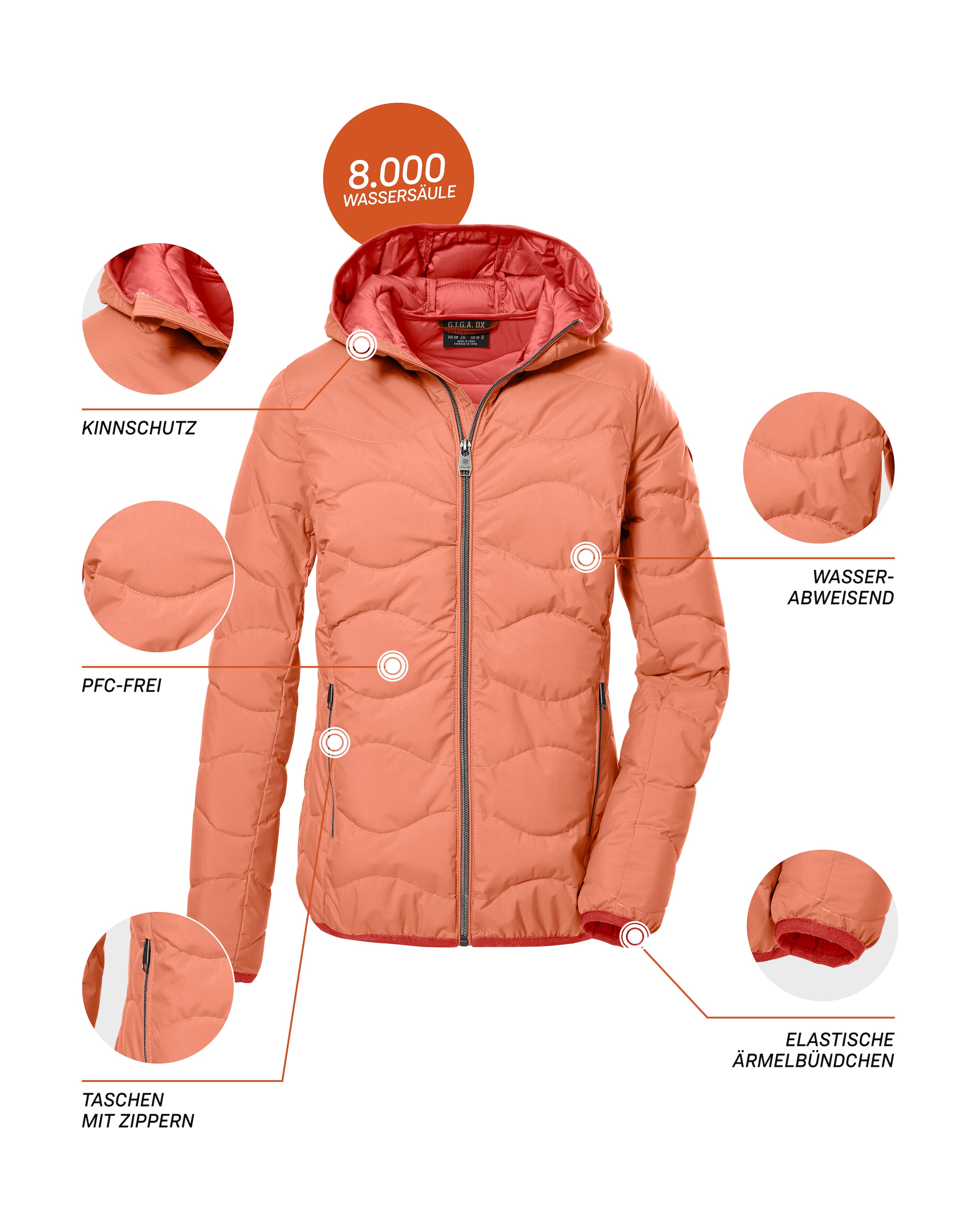 G.I.G.A. DX by killtec Steppjacke »GW 21 WMN QLTD JCKT«, Elegante, wasserabweisende Damenjacke aus recycelten Materialien