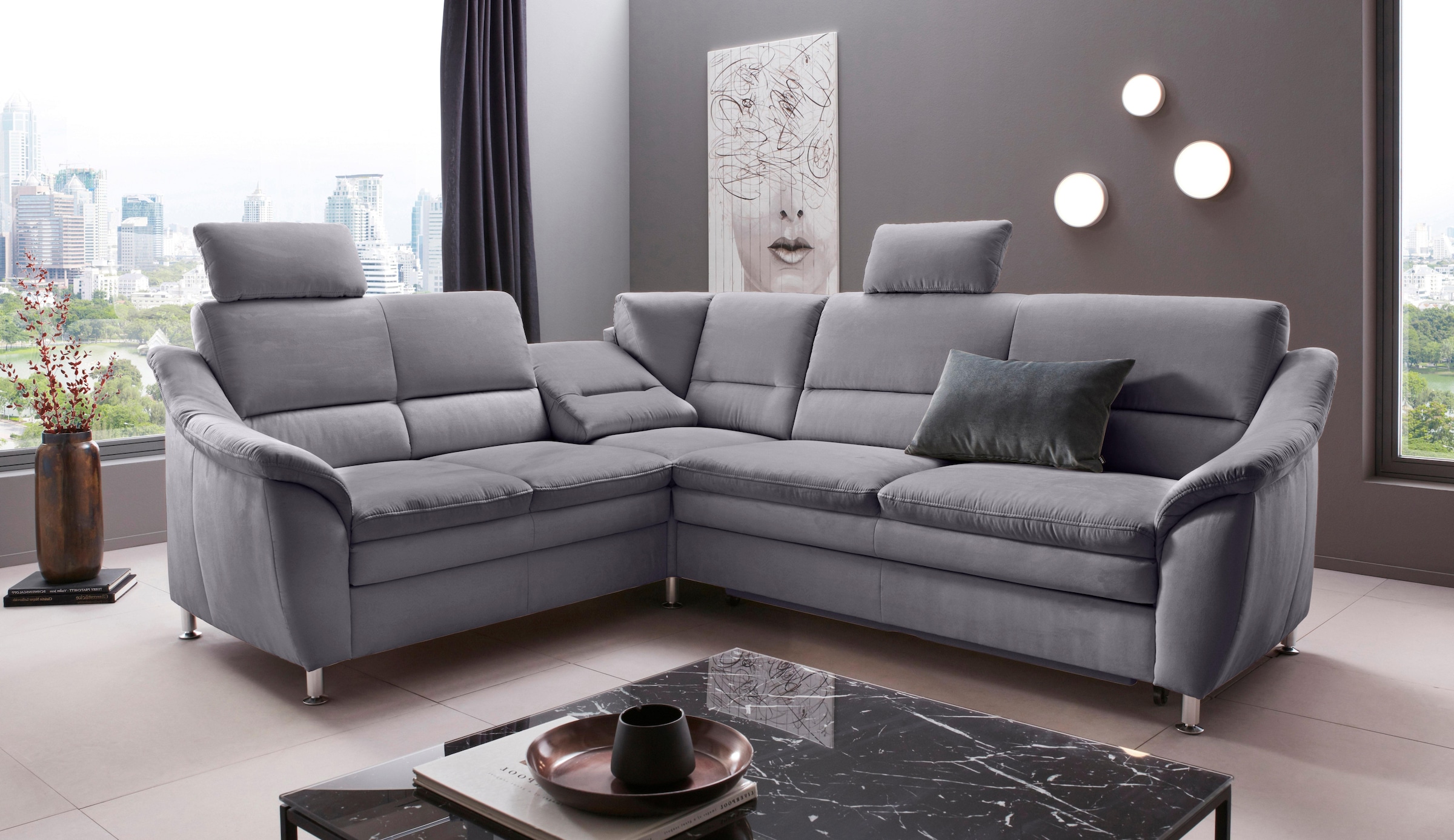 Places of Style Ecksofa »Cardoso L-Form«, Federkern, wahlweise mit Bett, Sc günstig online kaufen