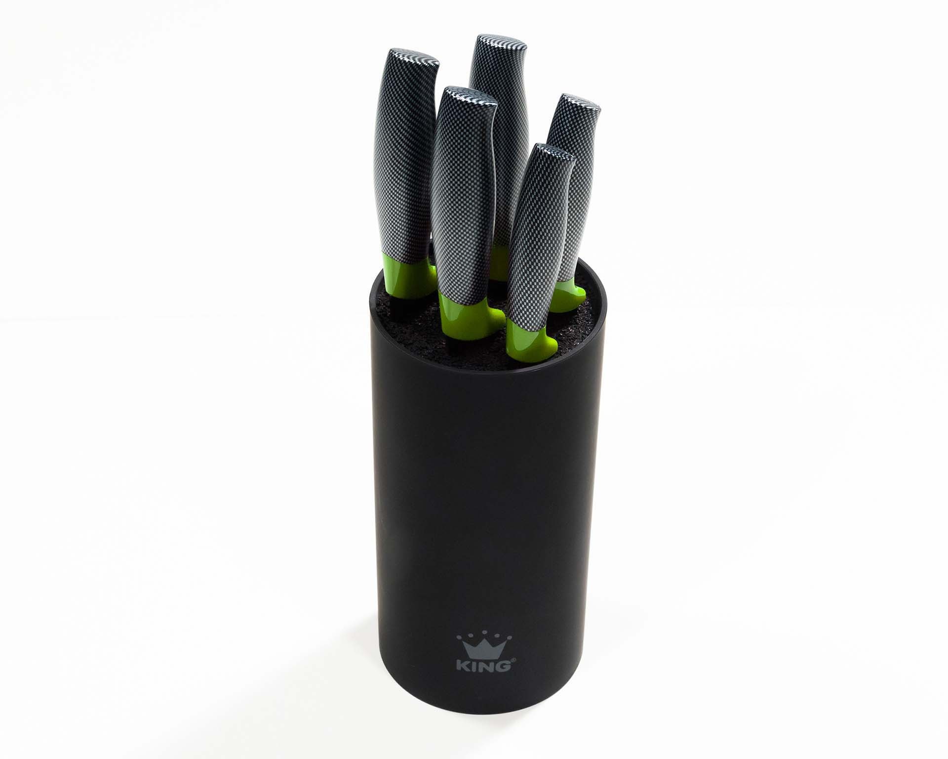 KING Servierpfanne »Click-Grip«, Aluminiumguss, (Set, 7 tlg.), ink. 6-teiligem Messerblock, Induktion