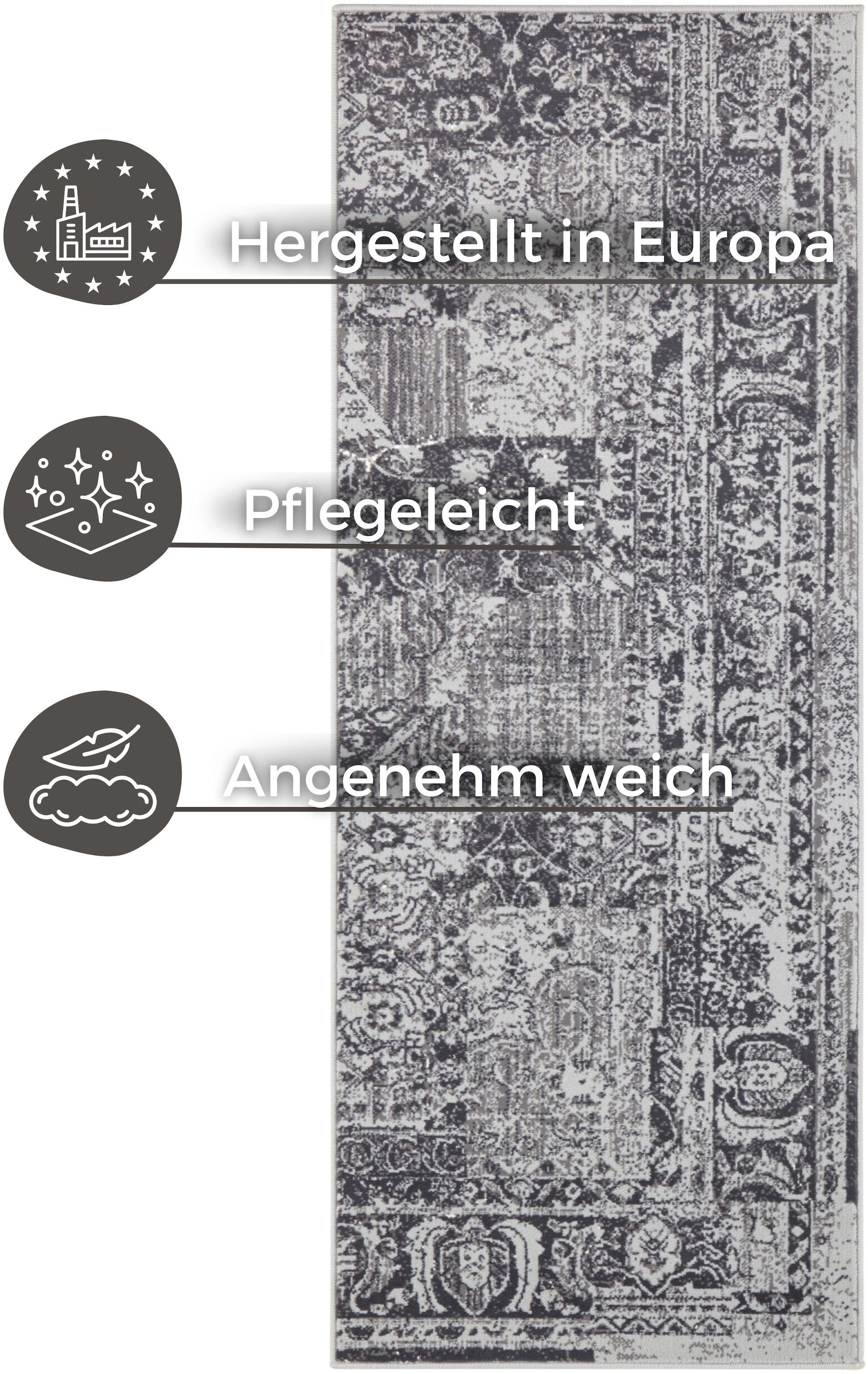 HANSE Home Läufer »Plume«, rechteckig, 9 mm Höhe, Kurzflor, Used-Look, Teppich, Vintage, Esszimmer, Wohnzimmer, Flur