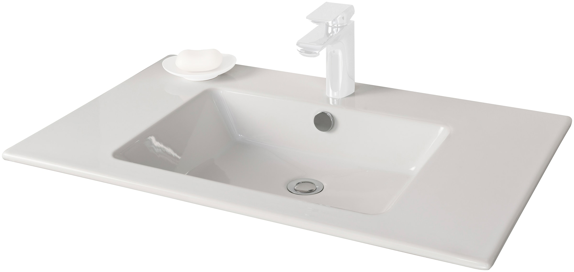 FACKELMANN Einbauwaschbecken »Kara«, Badmöbel Keramik, mit Überlauf, Breite 81 cm
