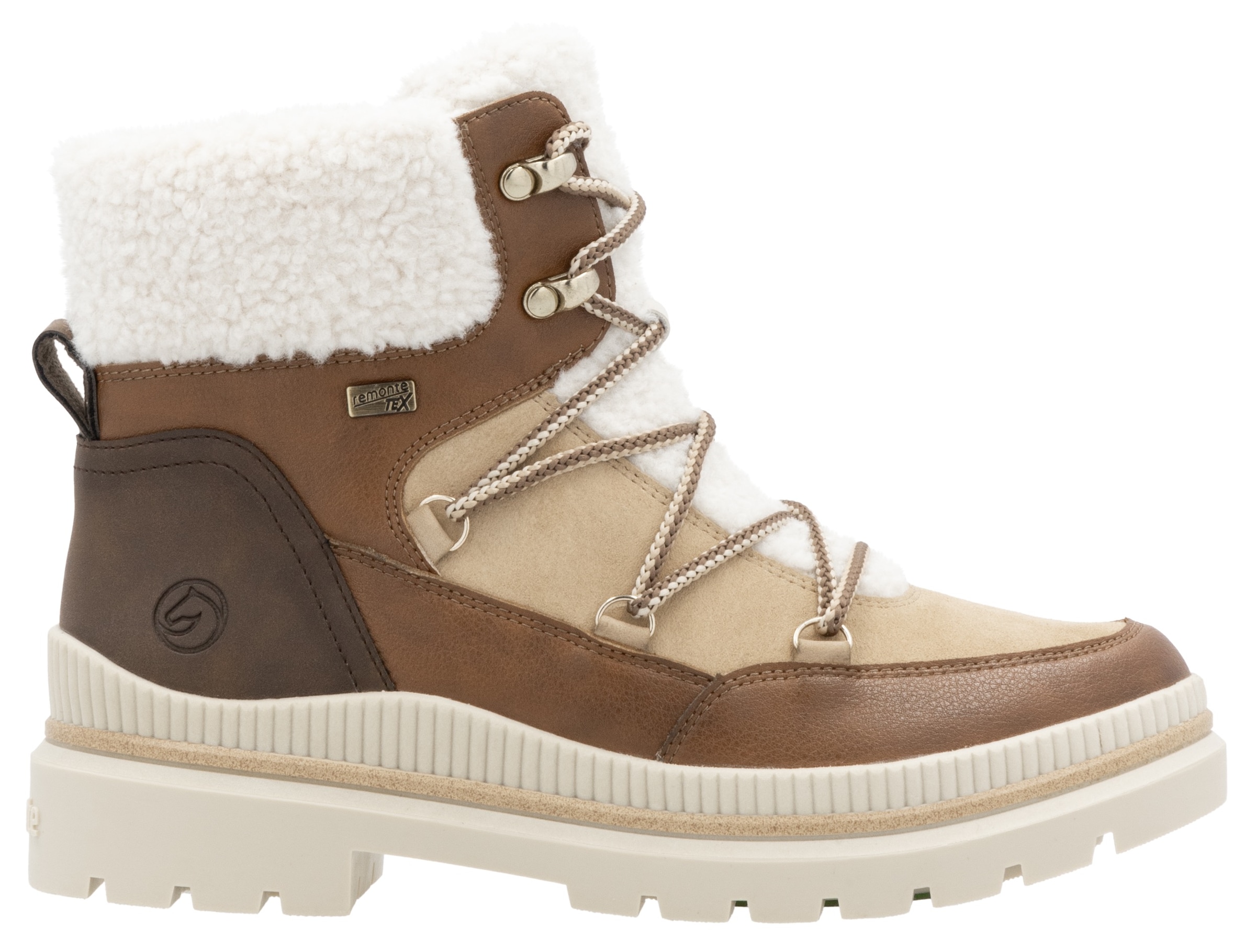 Remonte Winterboots, Blockabsatz, Winterboots, Outdoorschuh mit Ösen und Kontrastbesätzen
