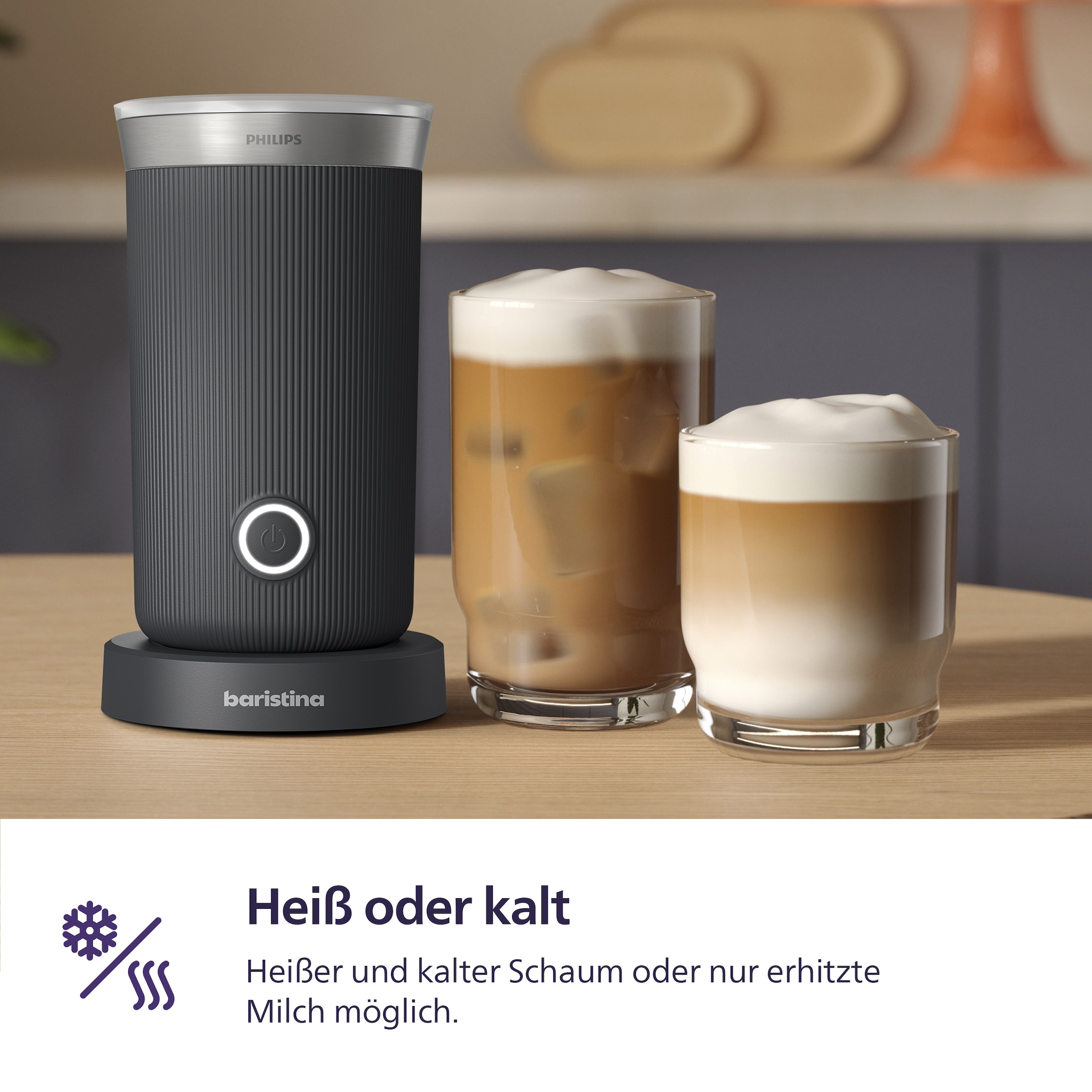 PHILIPS baristina Milchaufschäumer »BAR311, Antihaftbeschichtung, leichte Reinigung« warmer und kalter Milchschaum, 120 ml Fassungsvermögen