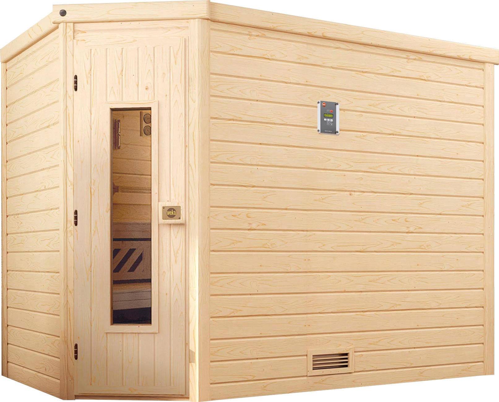 Sauna „Turku“, (Set), 7,5 kW Bio-Ofen mit digitaler Steuerung natur