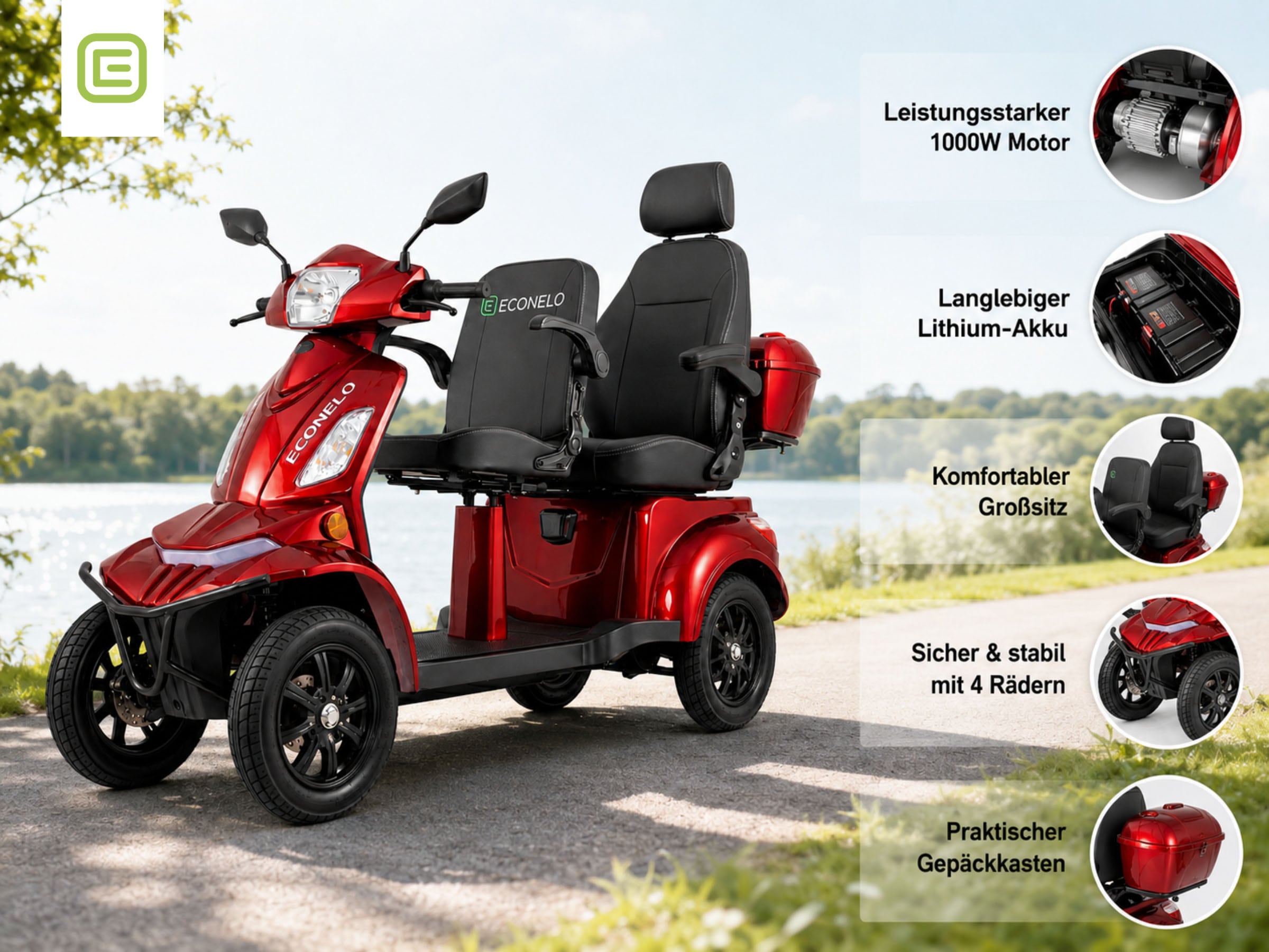 ECONELO Elektromobil »E-Seniorenmobil VISTA Quarter-1L, Blei-Akku, 4-Rad, 60V, 1000 Watt« 1.000 W 25 km/h
