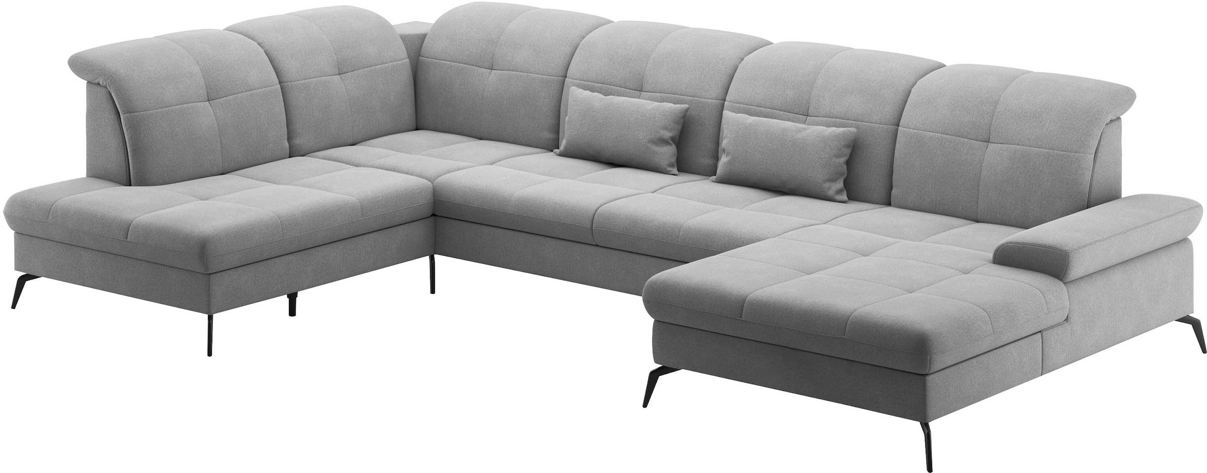 sit&more Wohnlandschaft »Amica, U-Form, inkl. Sitztiefenverstellung und Armteilverstellung«, wahlweise mit Kopfteilverstellung, Bettfunktion und Bettkasten