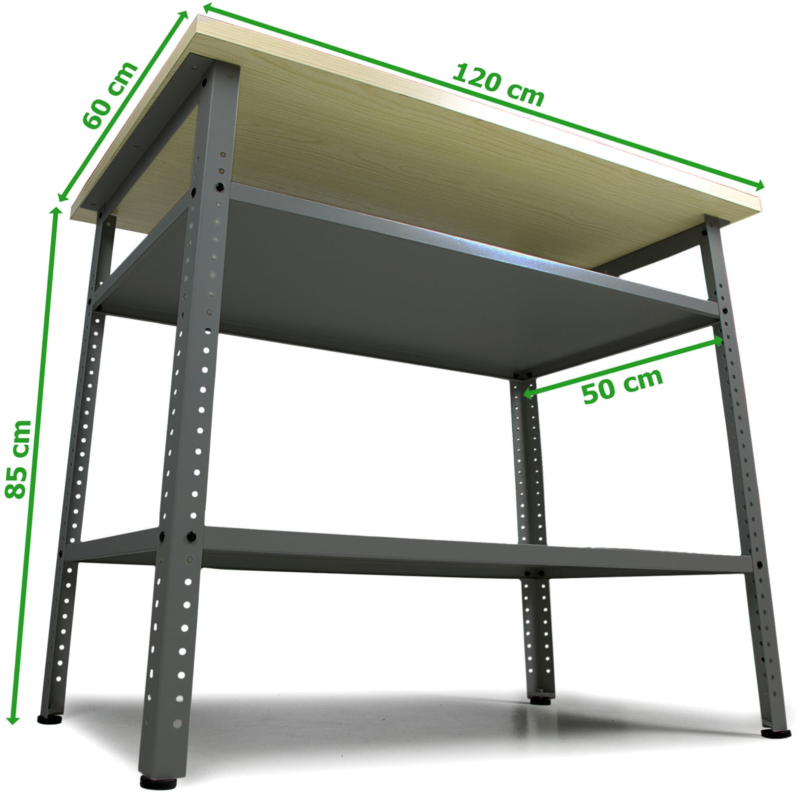 ONDIS24 Werkbank »Werkbank Nobbi Pro 120cm, Dunkelgrau« 1 tlg. tlg. große, variabel einsetzbare Ablagen, höhenverstellbare Justierfüße