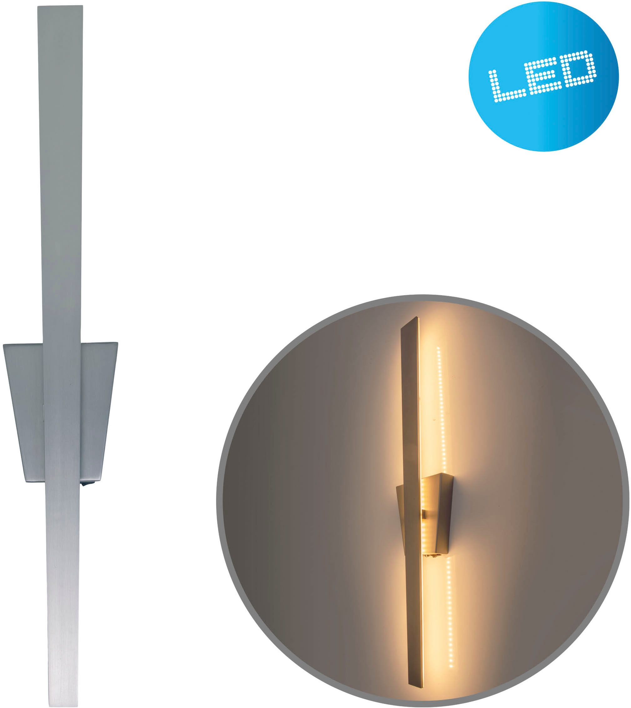 näve LED Wandleuchte »"TREVOR"«, 1 flammig, nickel-matt, trapezförmiger Bal günstig online kaufen